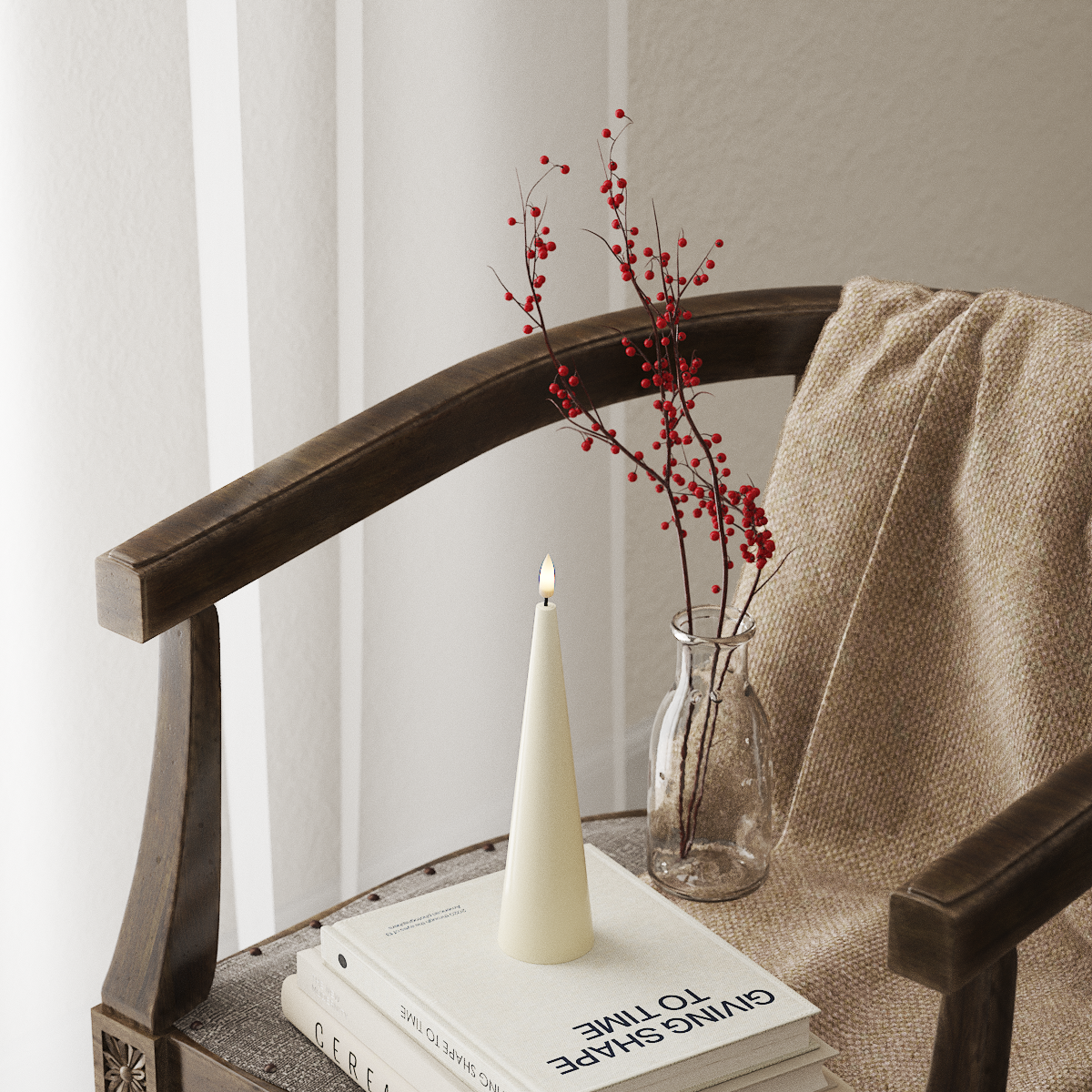 Deluxe Homeart Cone Light D - 5 cm Diameter x 20 cm Height - Cream