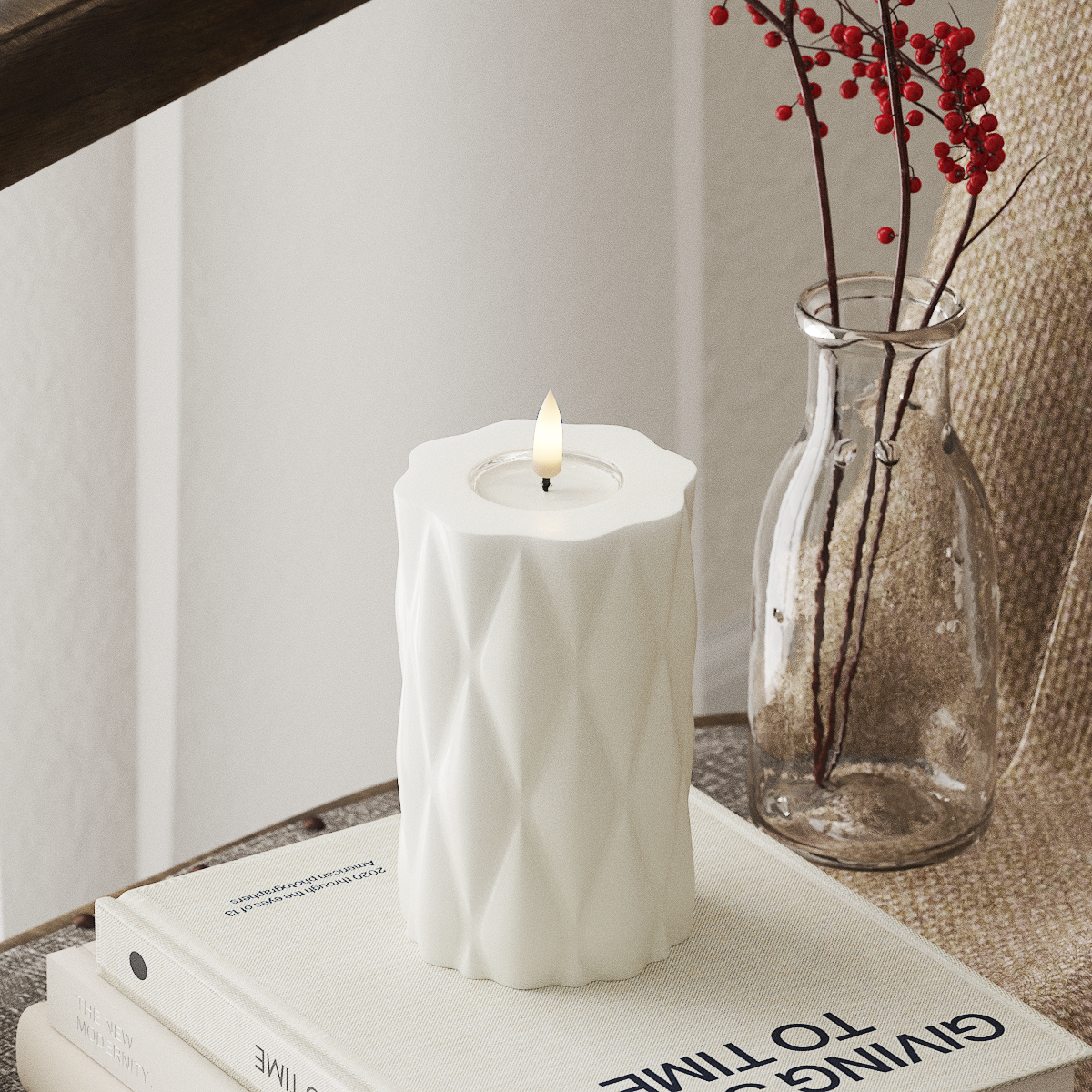 Deluxe Homeart LED Pillar Candle - White (Ø 7.5 x 12.5 cm)