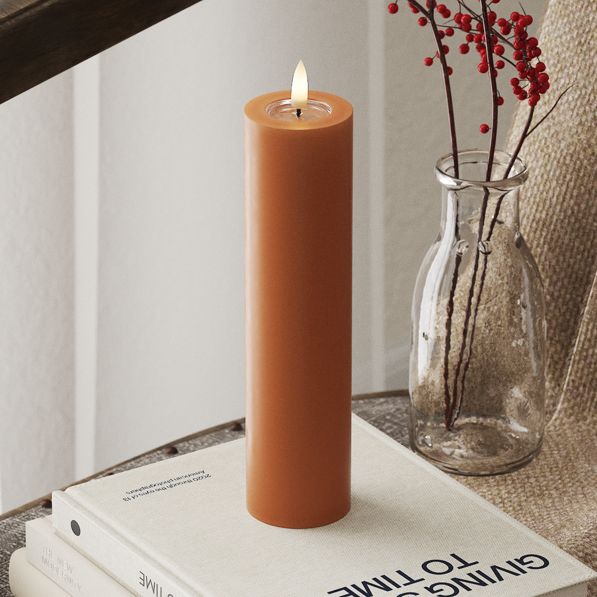 LED Pillar Candle Ø 5 x 20 cm Orange