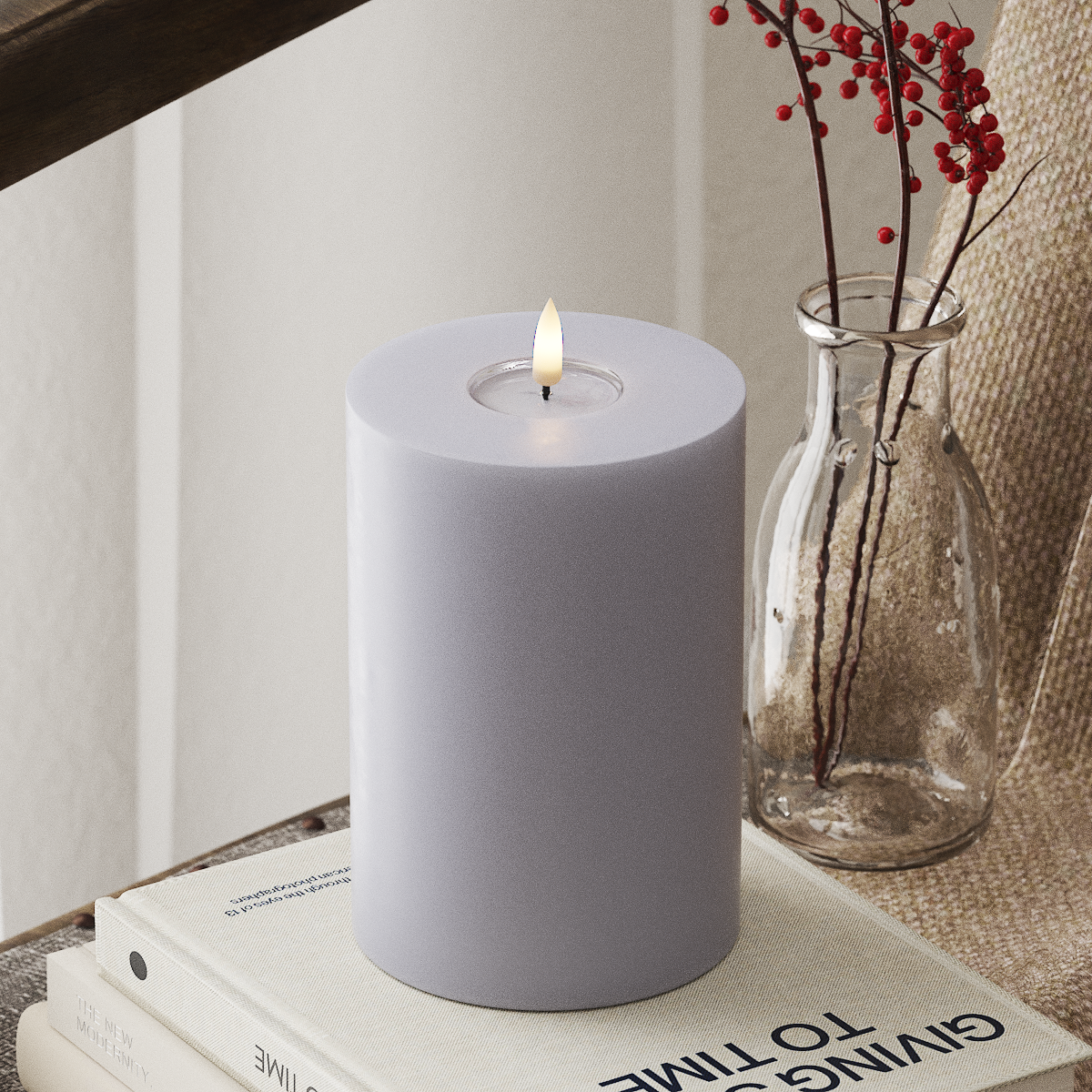 Deluxe Homeart LED Pillar Candle, 10 x 15 cm Dusty Blue