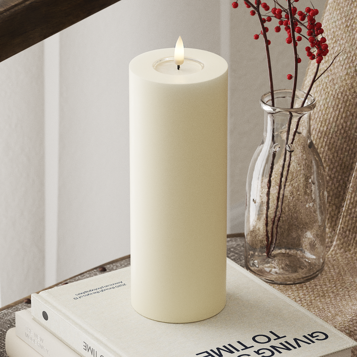 Deluxe Homeart LED Pillar Candle - Cream