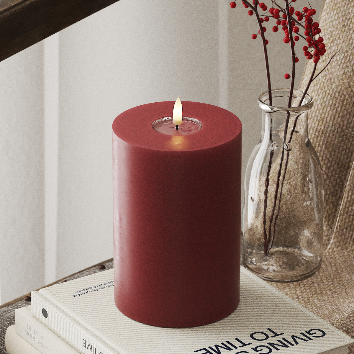 Bougie Pilier LED - 10 x 15 cm Bordeaux