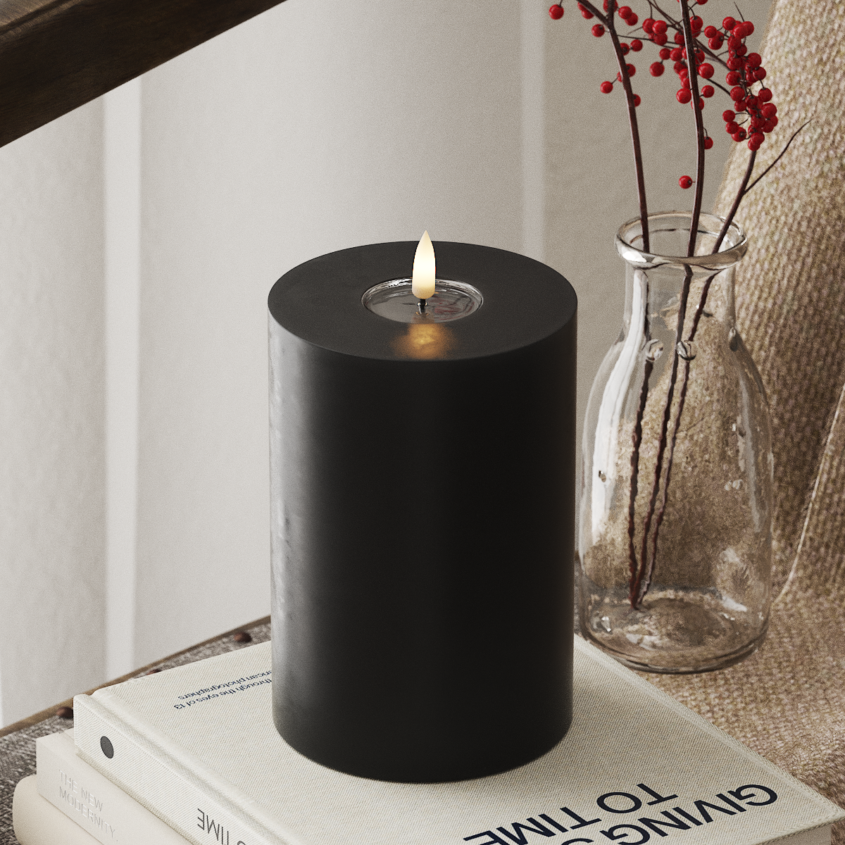 Deluxe Homeart LED Pillar Candle - Ø 10 x 15 cm Black
