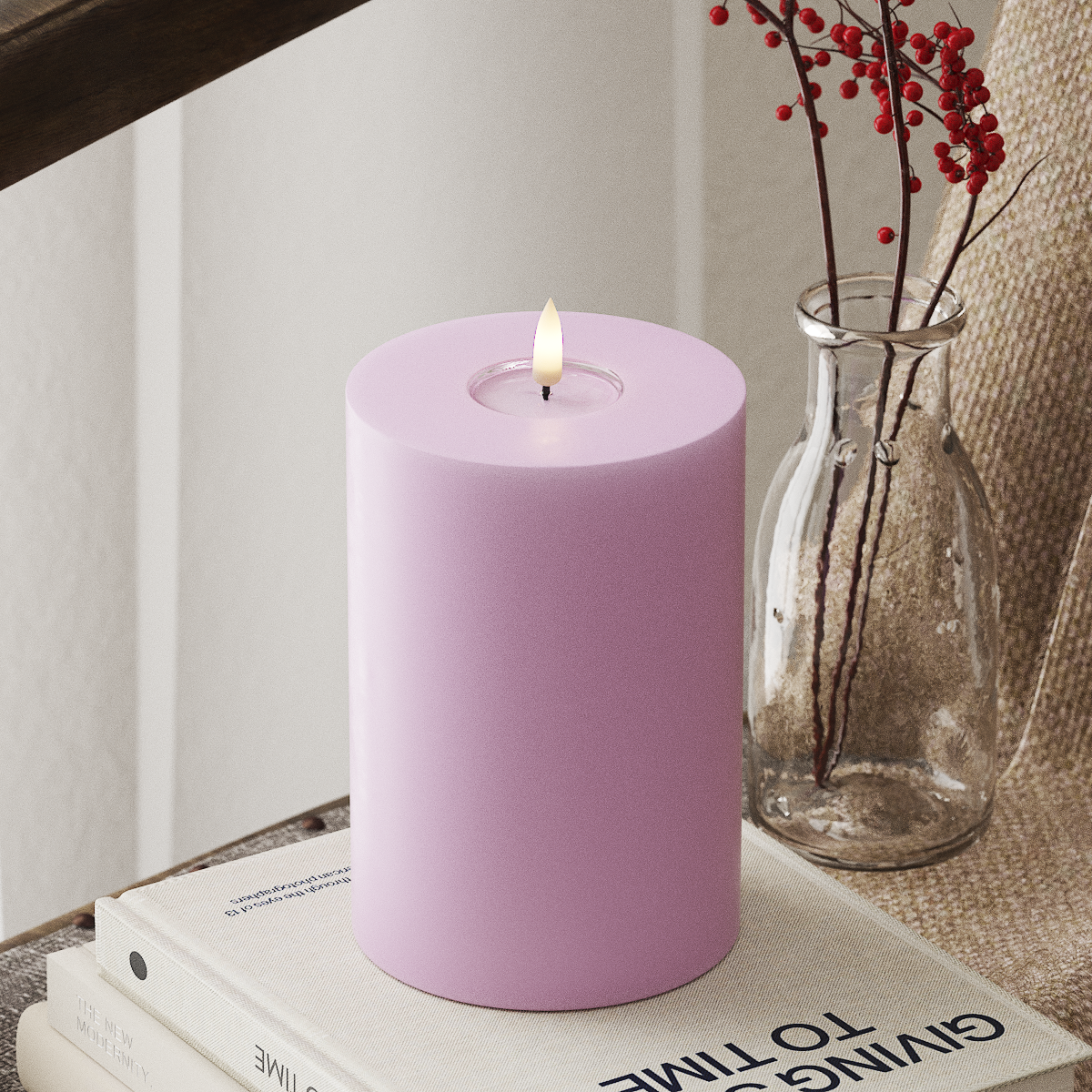 LED Pillar Candle - Lavender (Ø 10 x 15 cm)