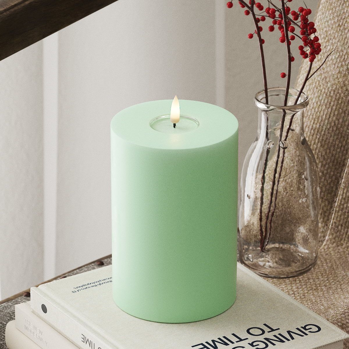 Deluxe Homeart LED Pillar Candle - 10 x 15 cm Mint
