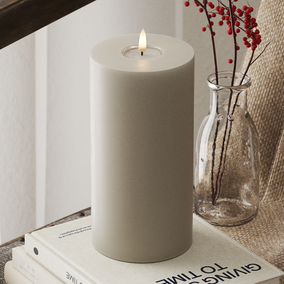 LED Pillar Candle - 10 x 20 cm Sand