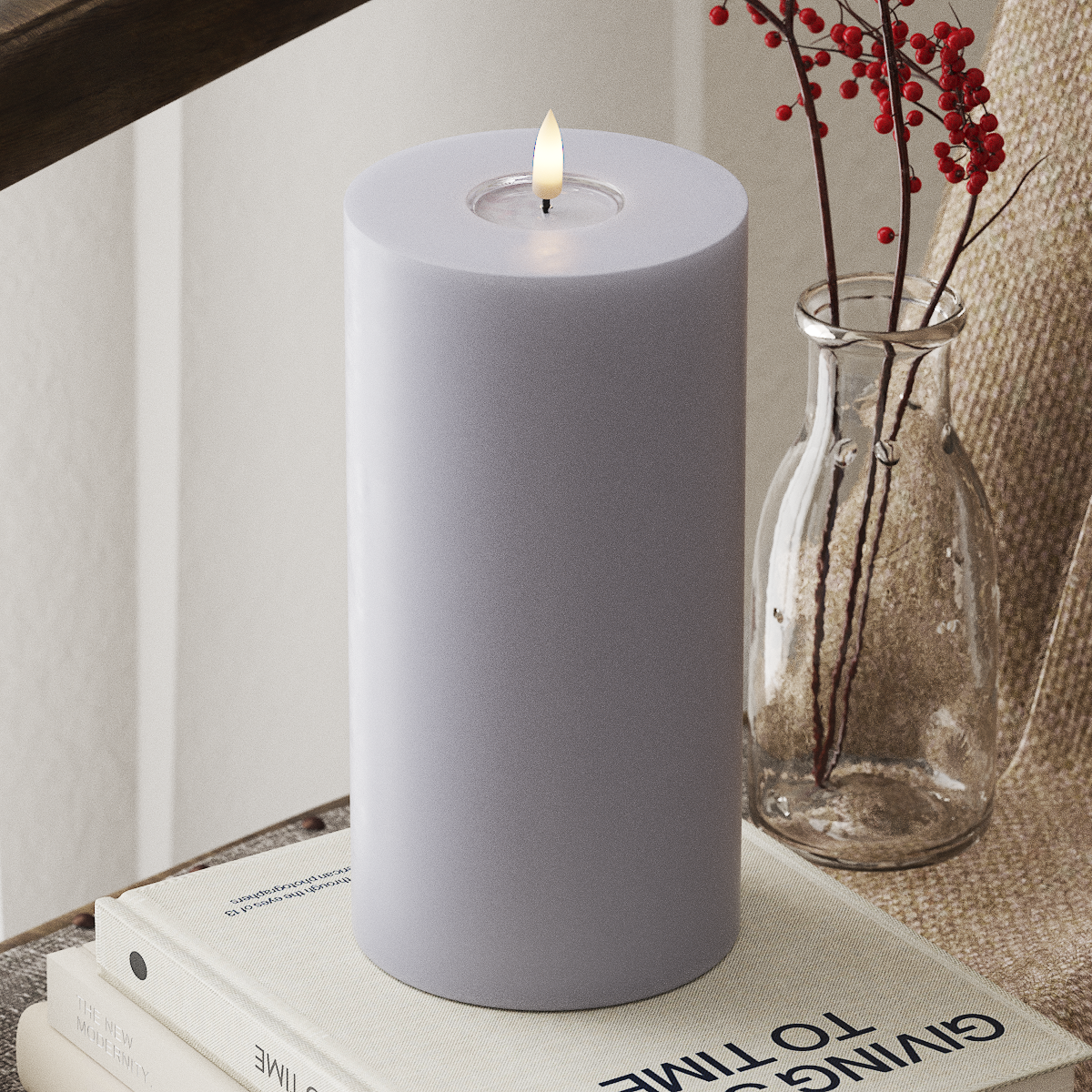 LED Pillar Candle, 10 x 20 cm Dusty Blue