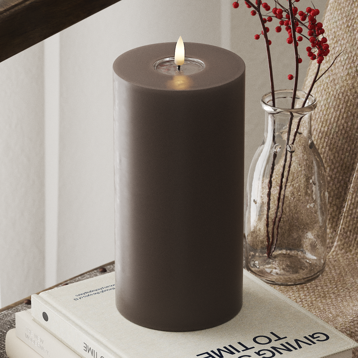 LED Pillar Candle - Ø 10 x 20 cm Moka