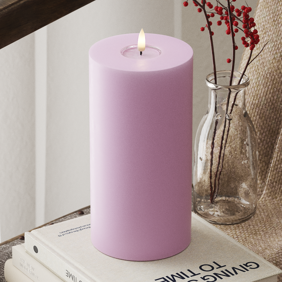 Deluxe Homeart LED Pillar Candle - 10 x 20 cm Lavender