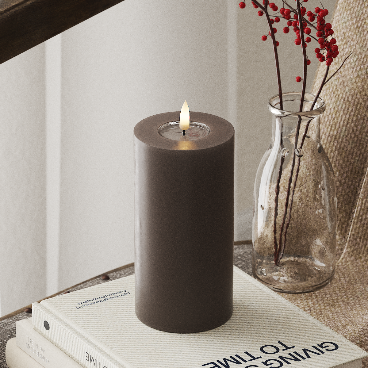 LED Pillar Candle - Moka (7.5 x 15 cm)