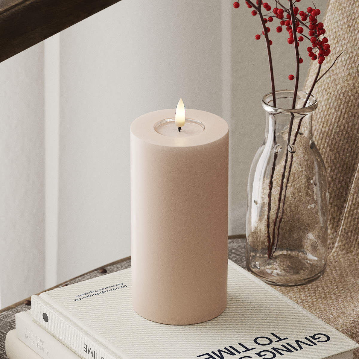 LED Pillar Candle - 7.5 x 15 cm - Rose
