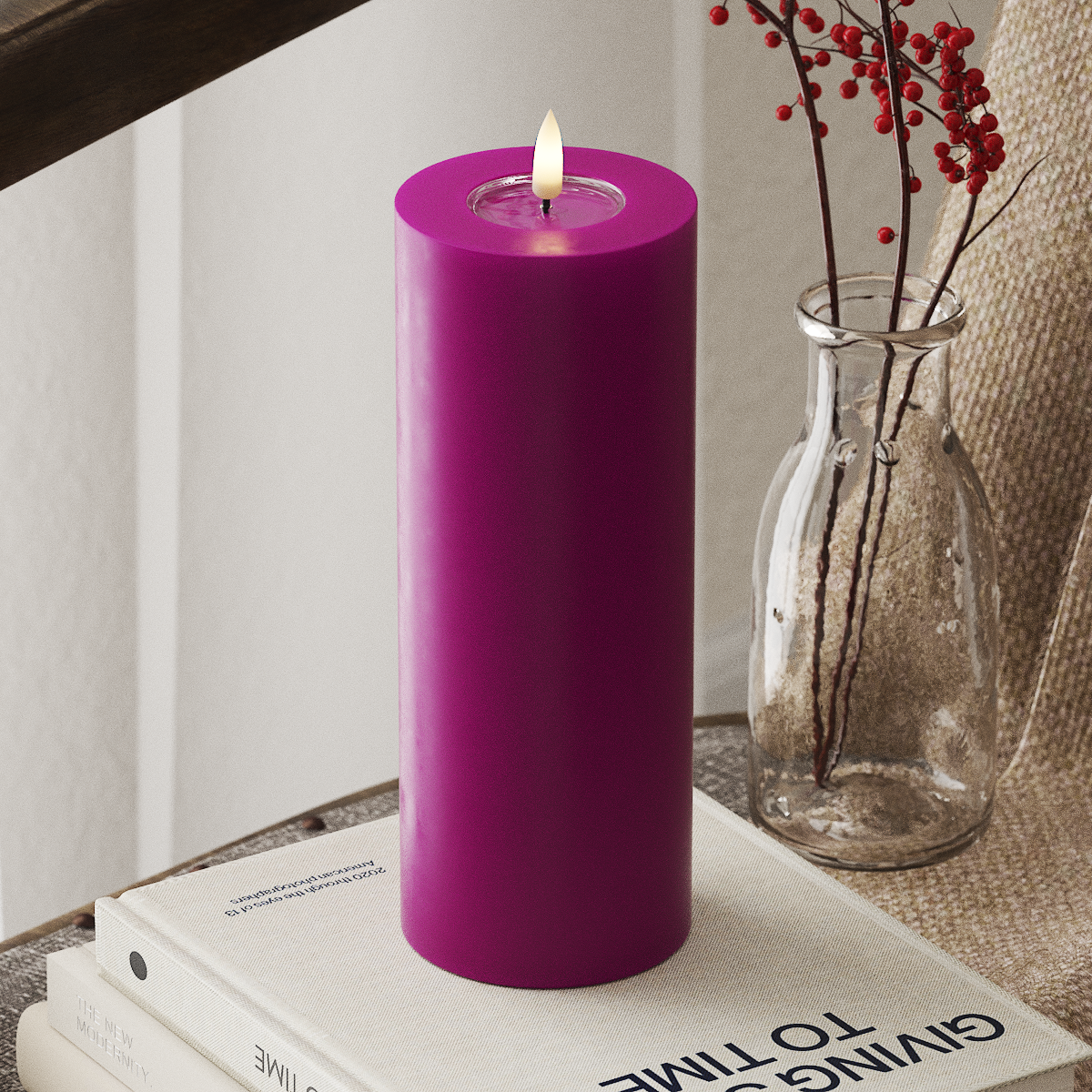 LED Pillar Candle - Violet (7.5 x 20 cm)