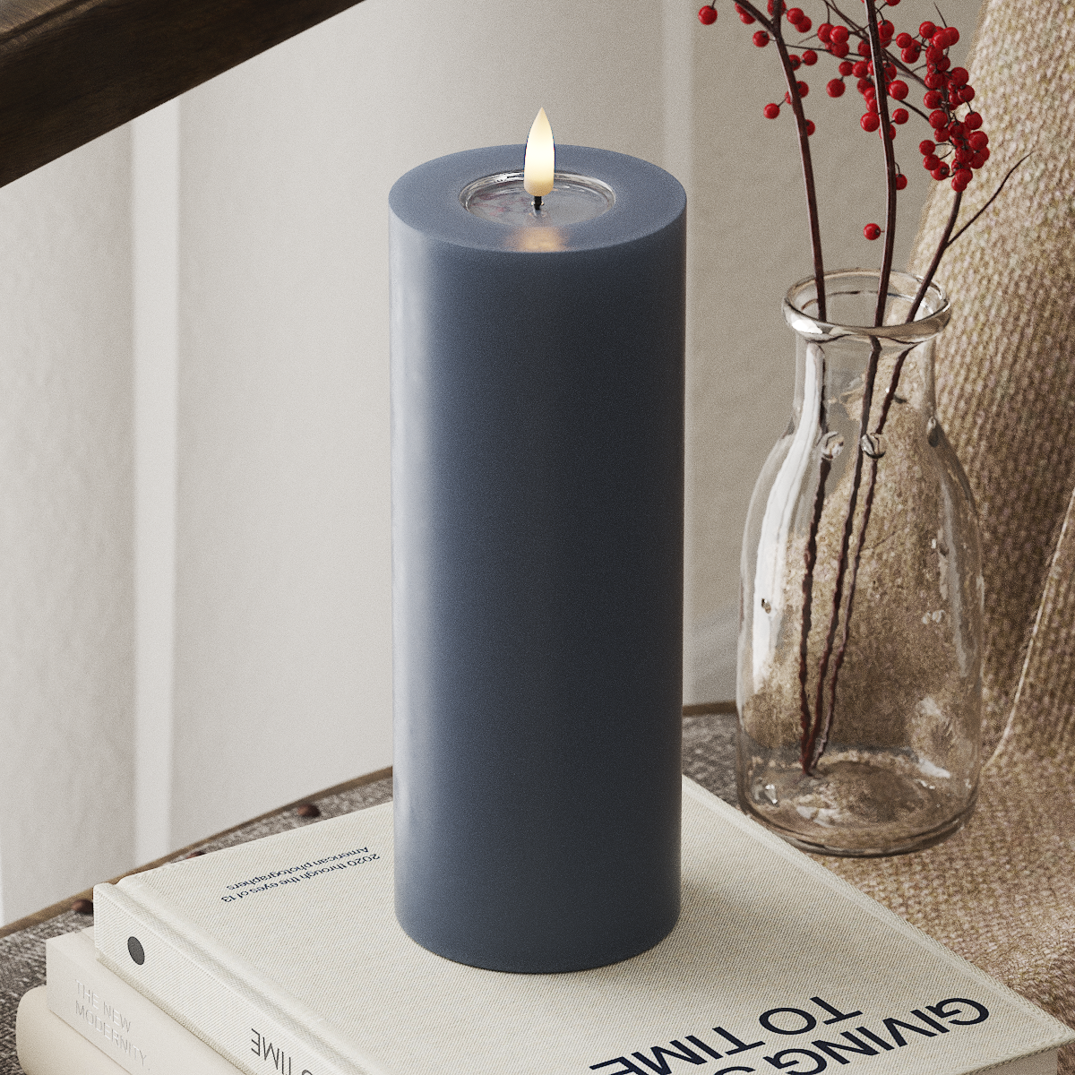 Deluxe Homeart LED Pillar Candle - Glace Blue