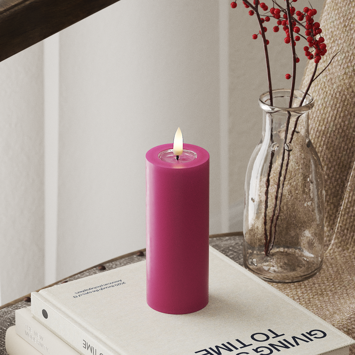LED Pillar Candle - Magenta