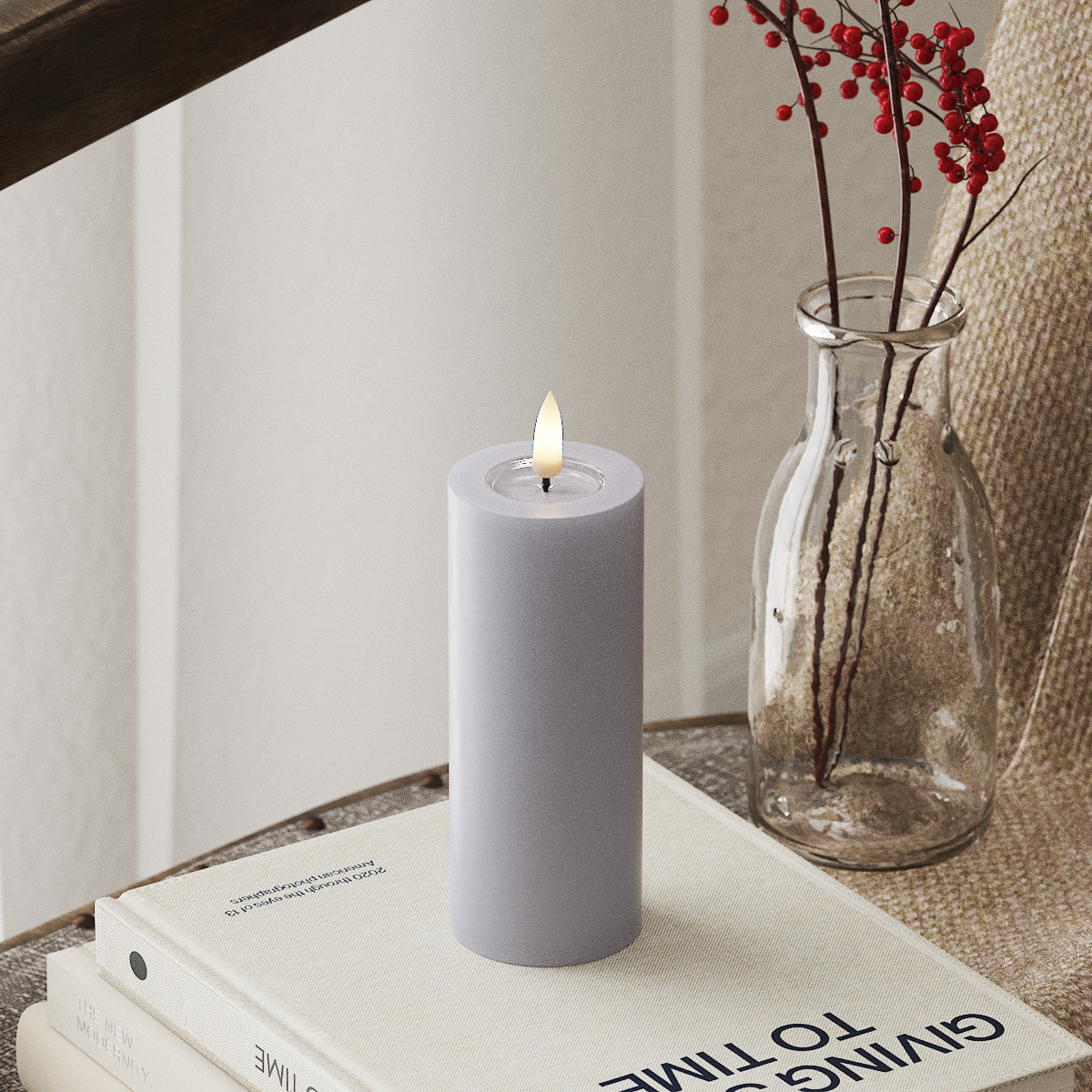 Luxury Home LED Pillar Candle - Dust Blue