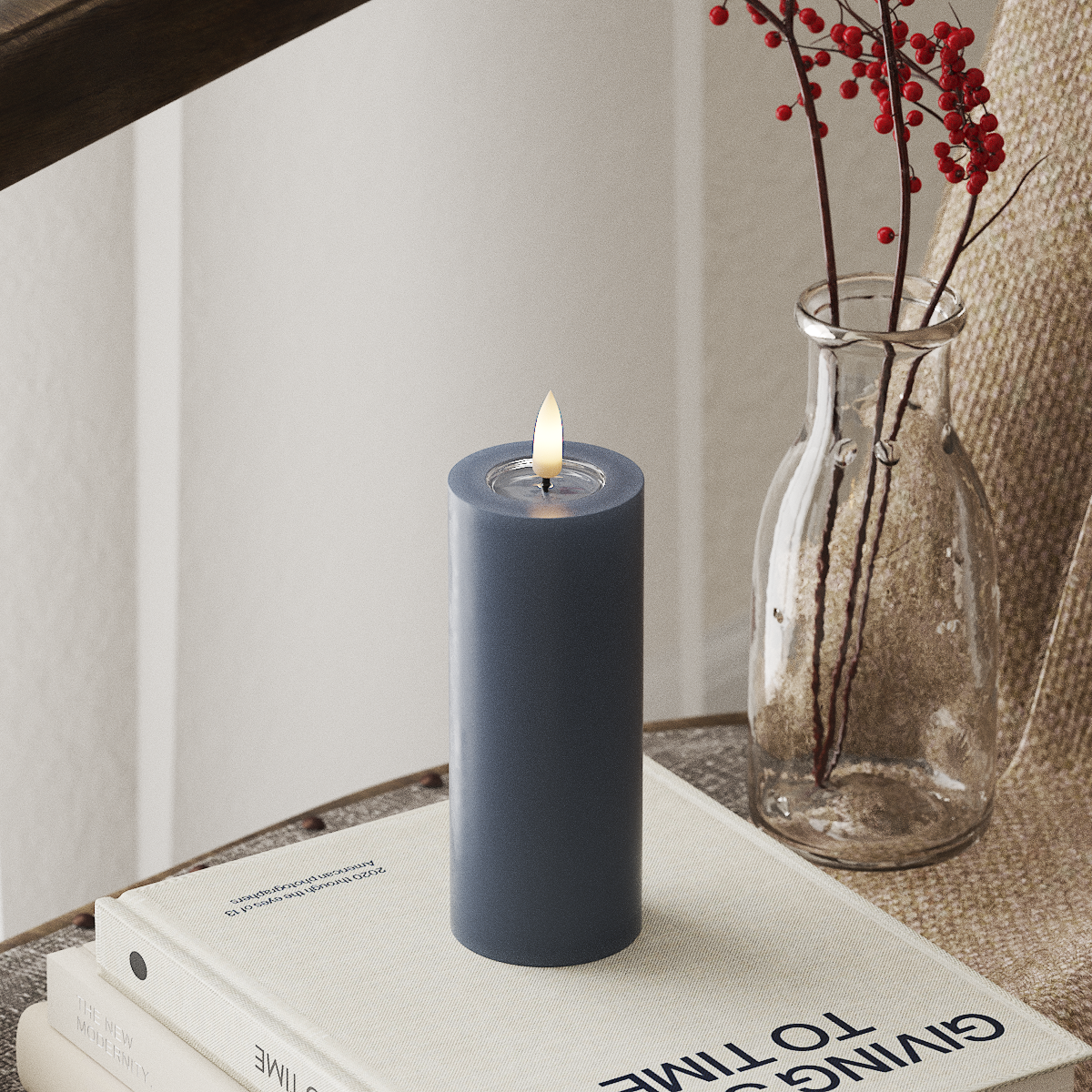LED Pillar Candle - Glaze Blue (Ø 5 x 12.5 cm)