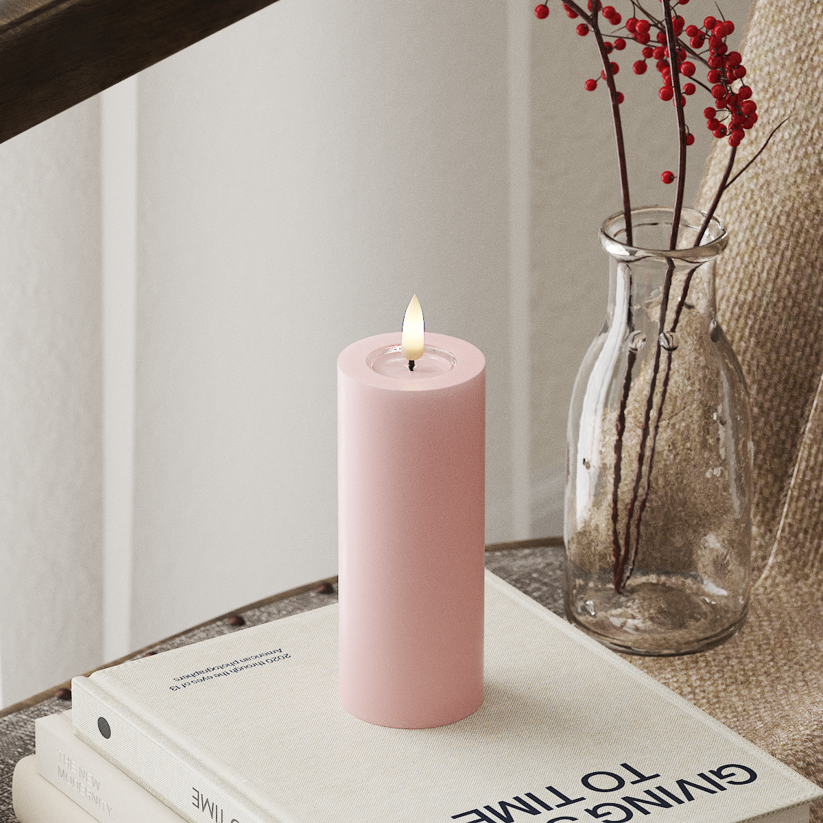 Bougie pilier LED Deluxe Homeart, 5 x 12,5 cm Rose clair