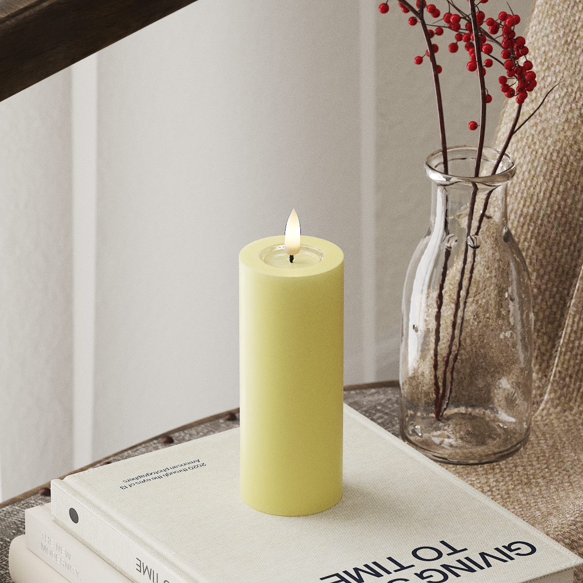 LED Pillar Candle - 5 x 12.5 cm - Clear Yellow