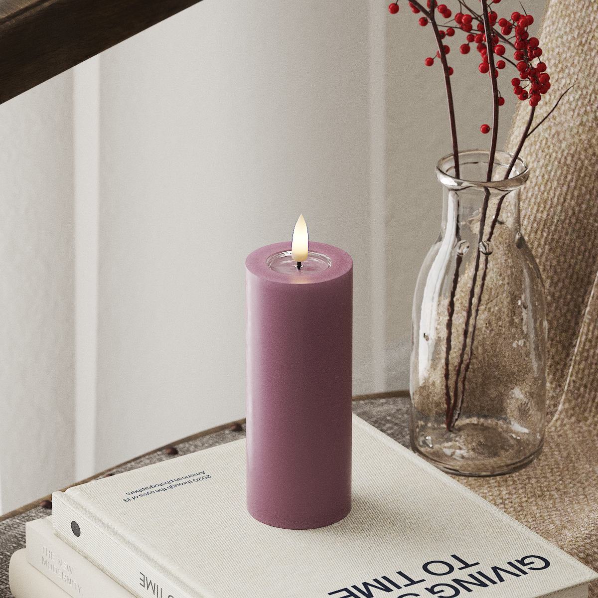 LED Pillar Candle - 5 x 12.5 cm Clear Violet