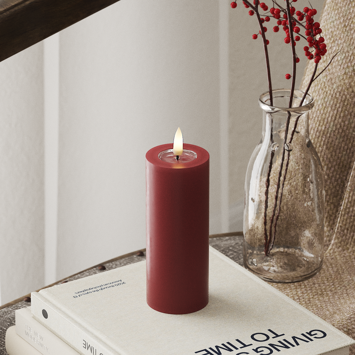 Deluxe Homeart LED Pillar Candle - 5 x 12.5 cm Bordeaux