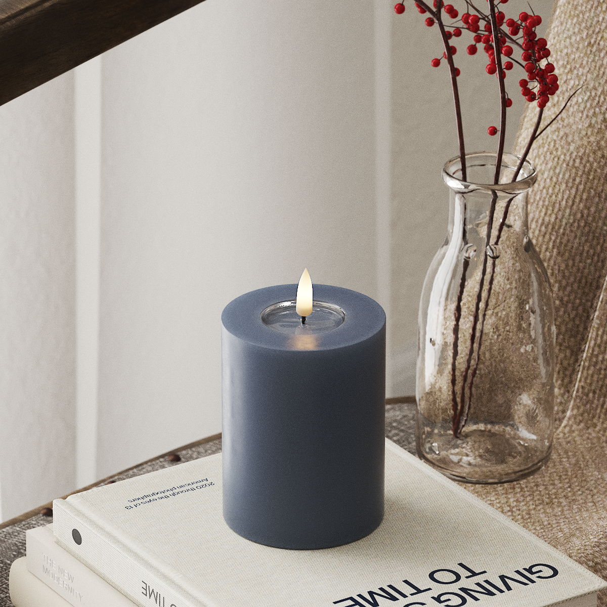 LED Pillar Candle - Glaze Blue (7.5x10 cm)
