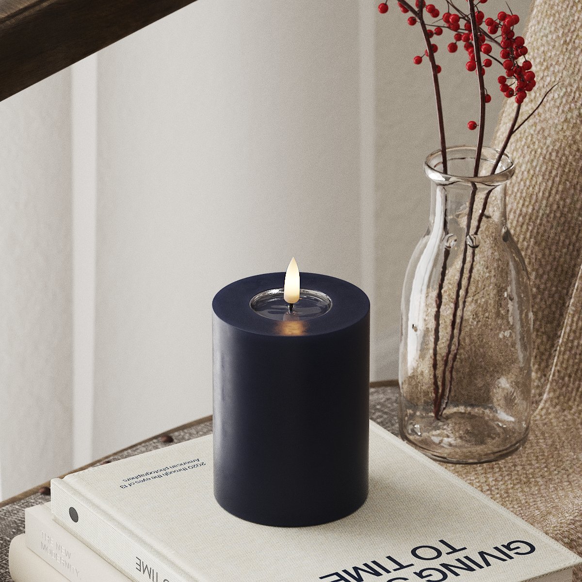 Deluxe Homeart Royal Blue LED Pillar Candle