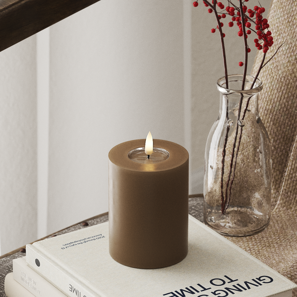 LED Pillar Candle - 7.5 x 10 cm - Caramel