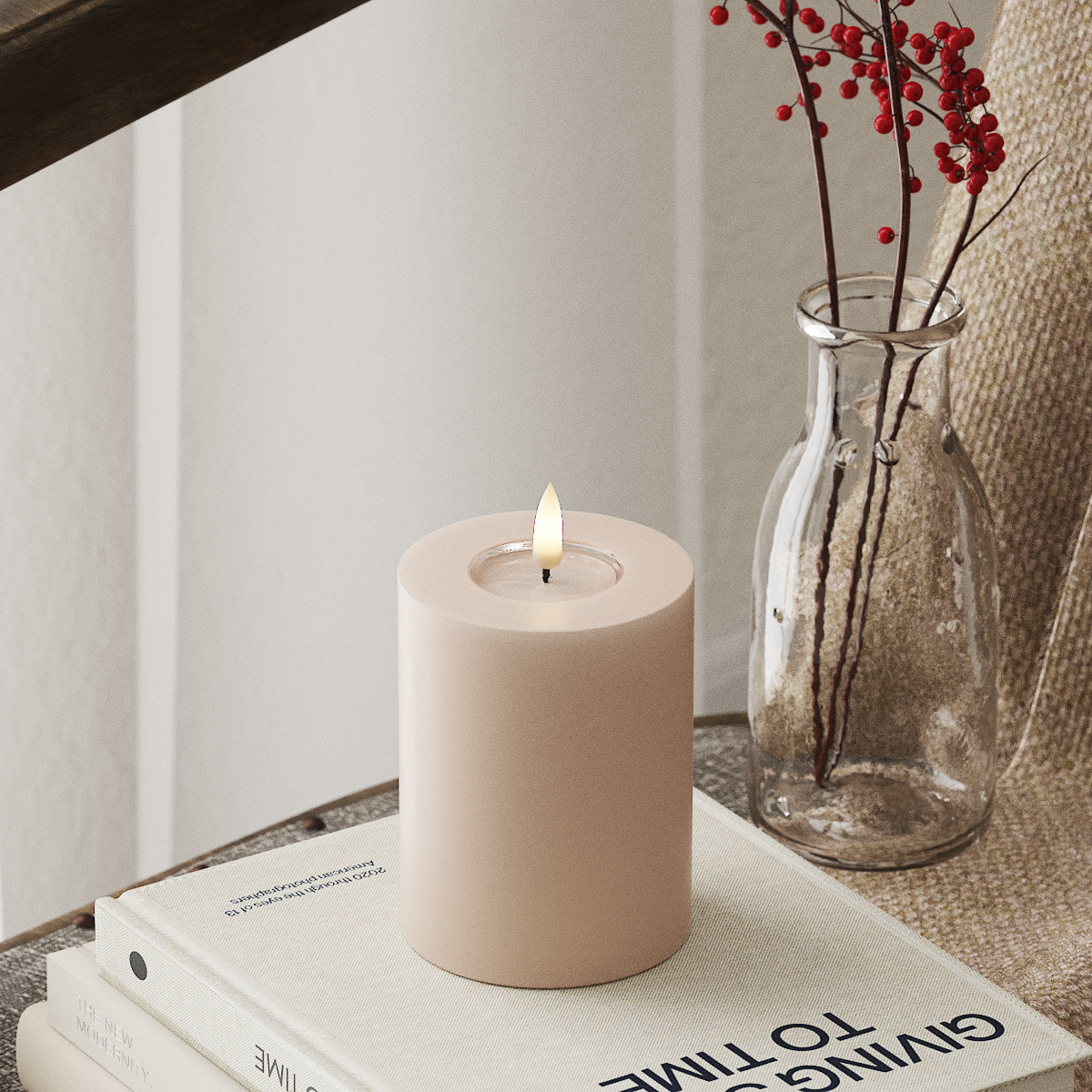 LED Pillar Candle - 7.5 x 10 cm - Rose