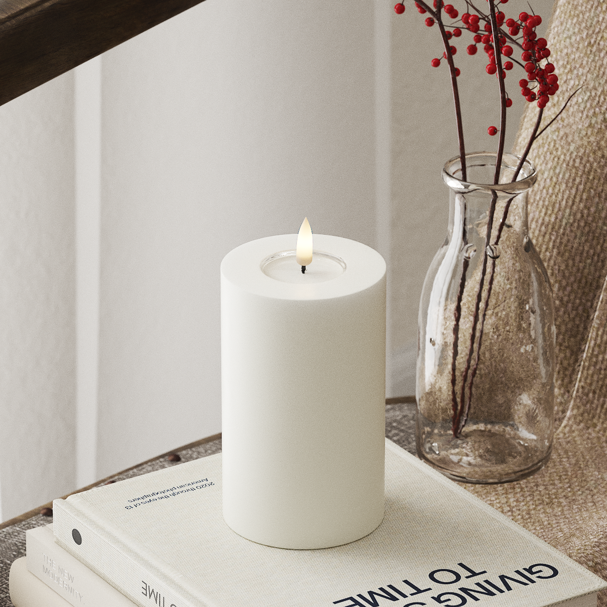 Deluxe Homeart Realistic LED Candle Pillar - 7.5 x 12.5 cm White