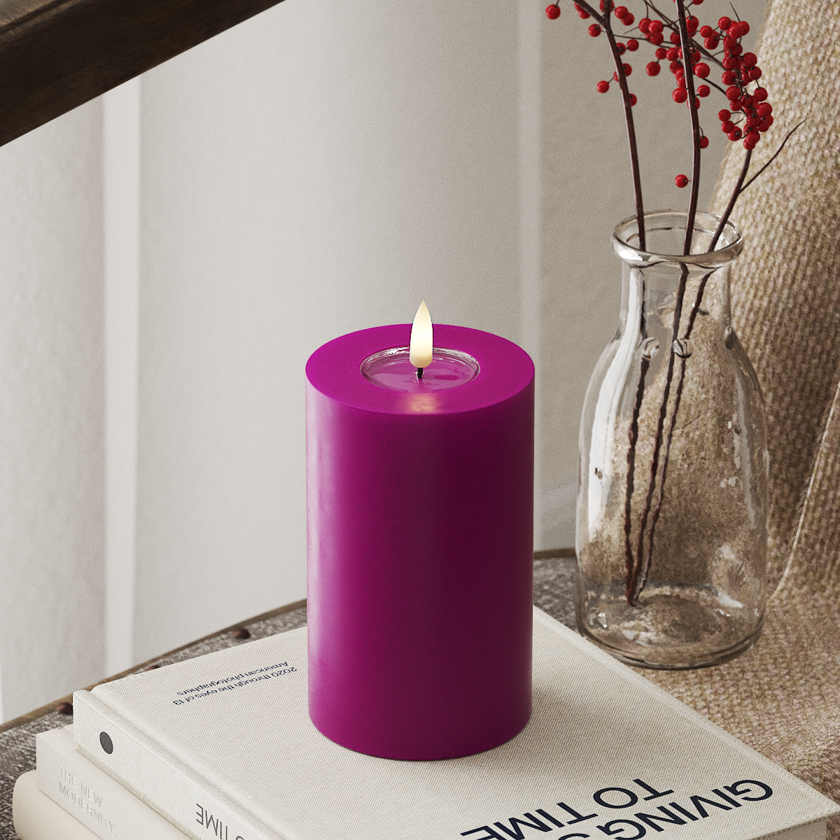 LED Pillar Candle - Violet (Ø 7.5 x 12.5 cm)
