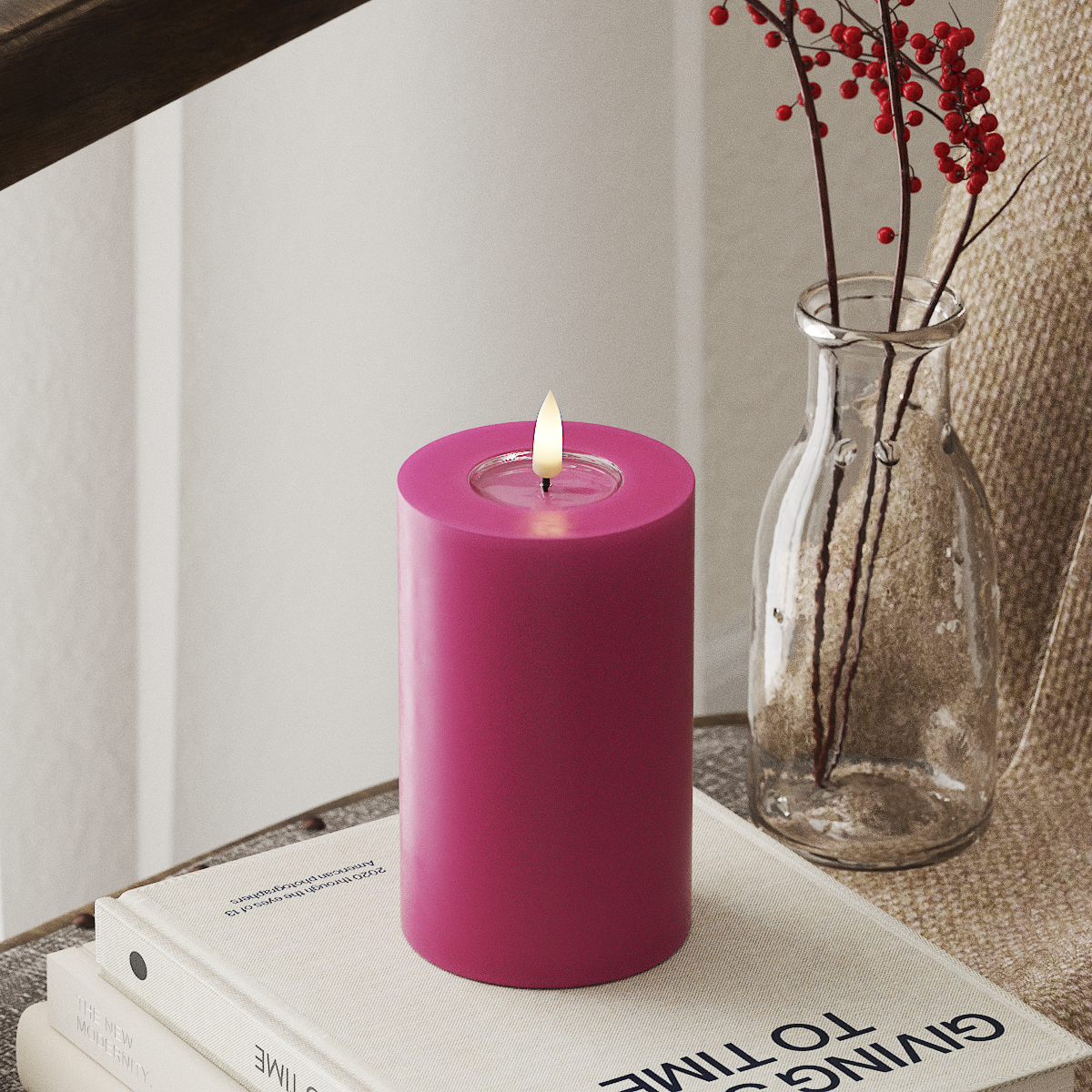LED Pillar Candle - Magenta