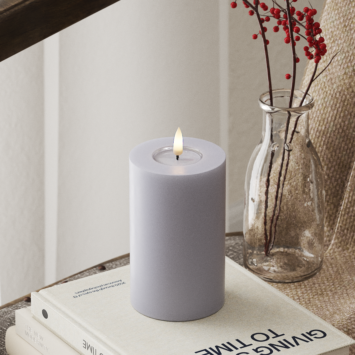 LED Pillar Candle - Dust Blue