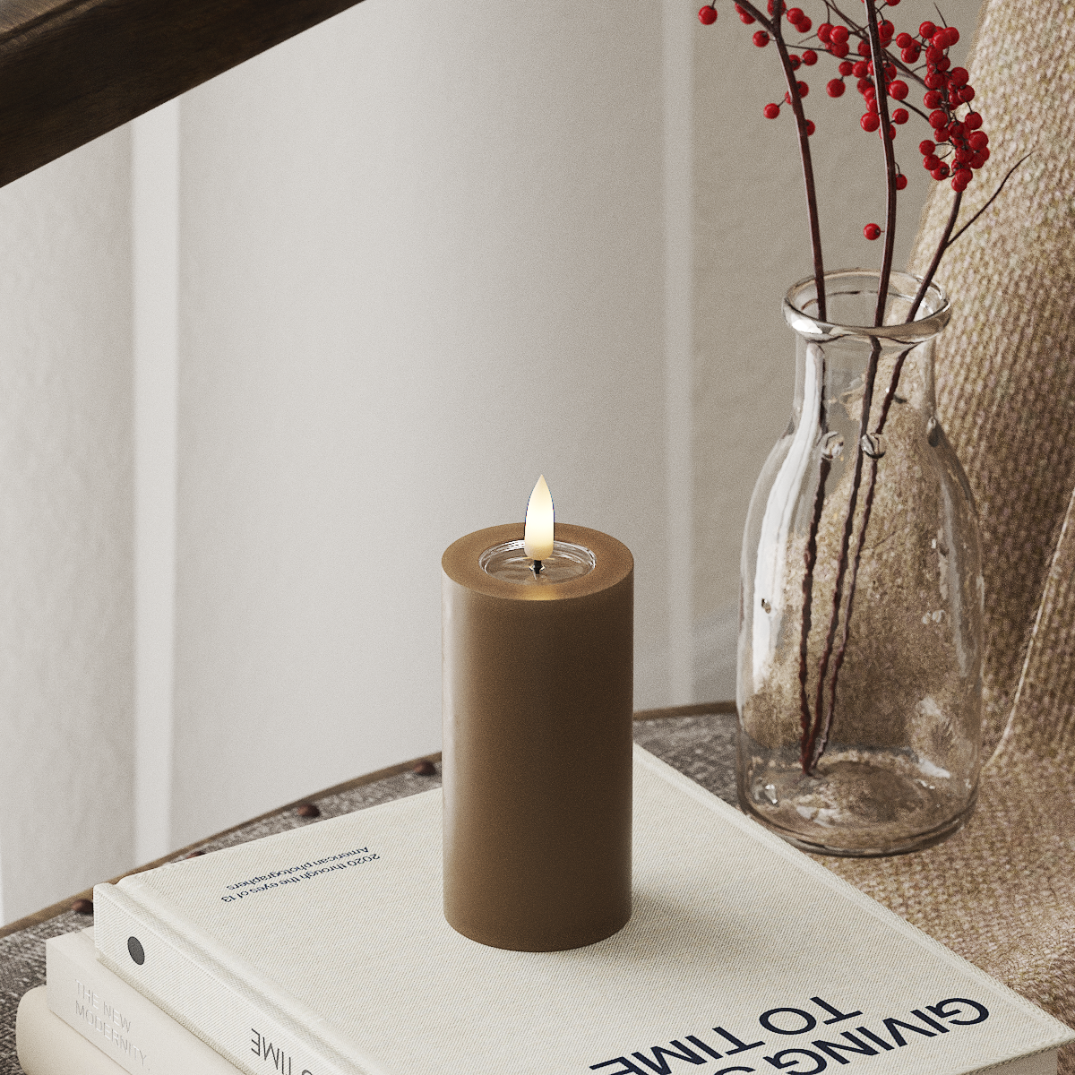 Bougie pilier LED - Caramel
