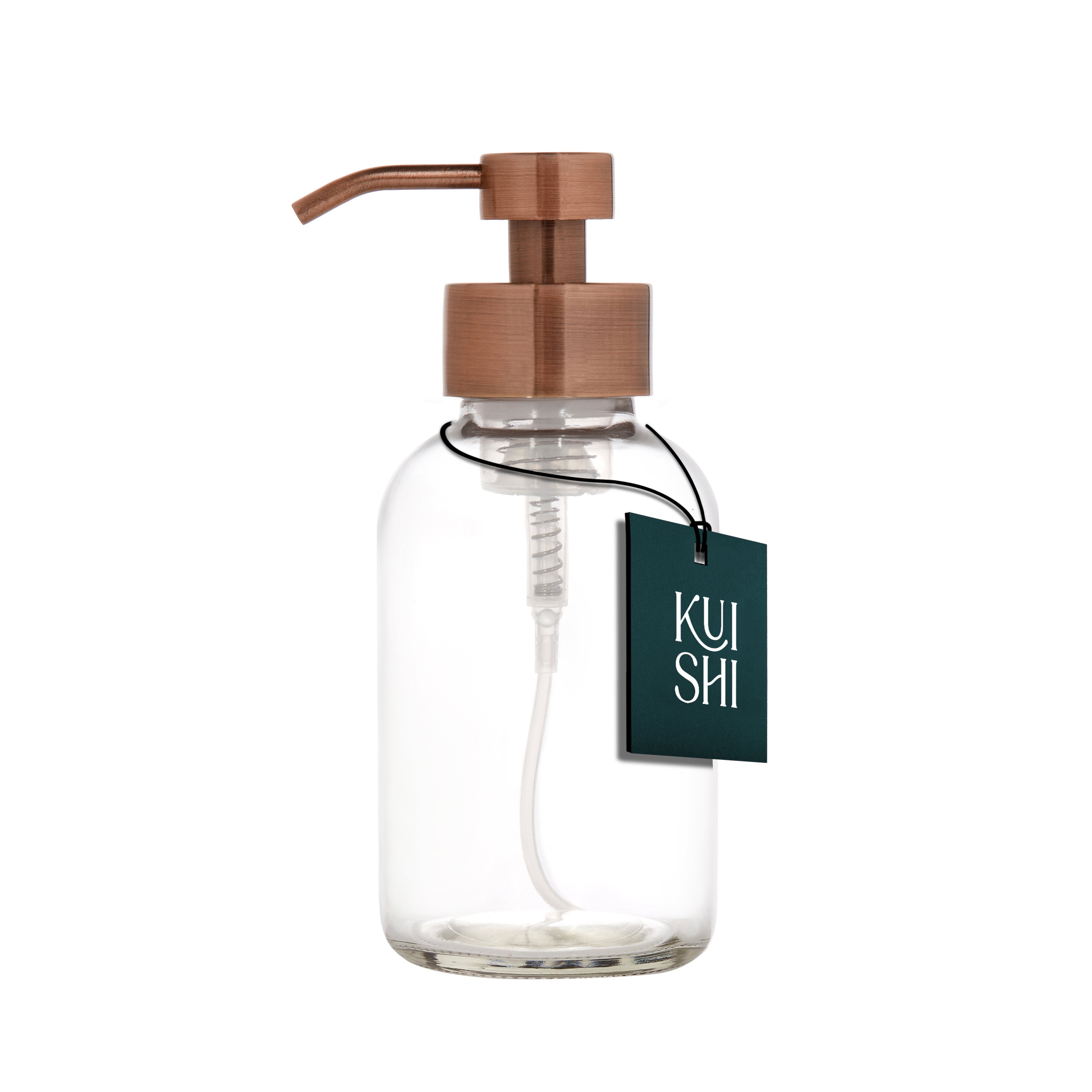 Distributeur de mousse en verre transparent Kuishi (500 ml, pompe en acier inoxydable)