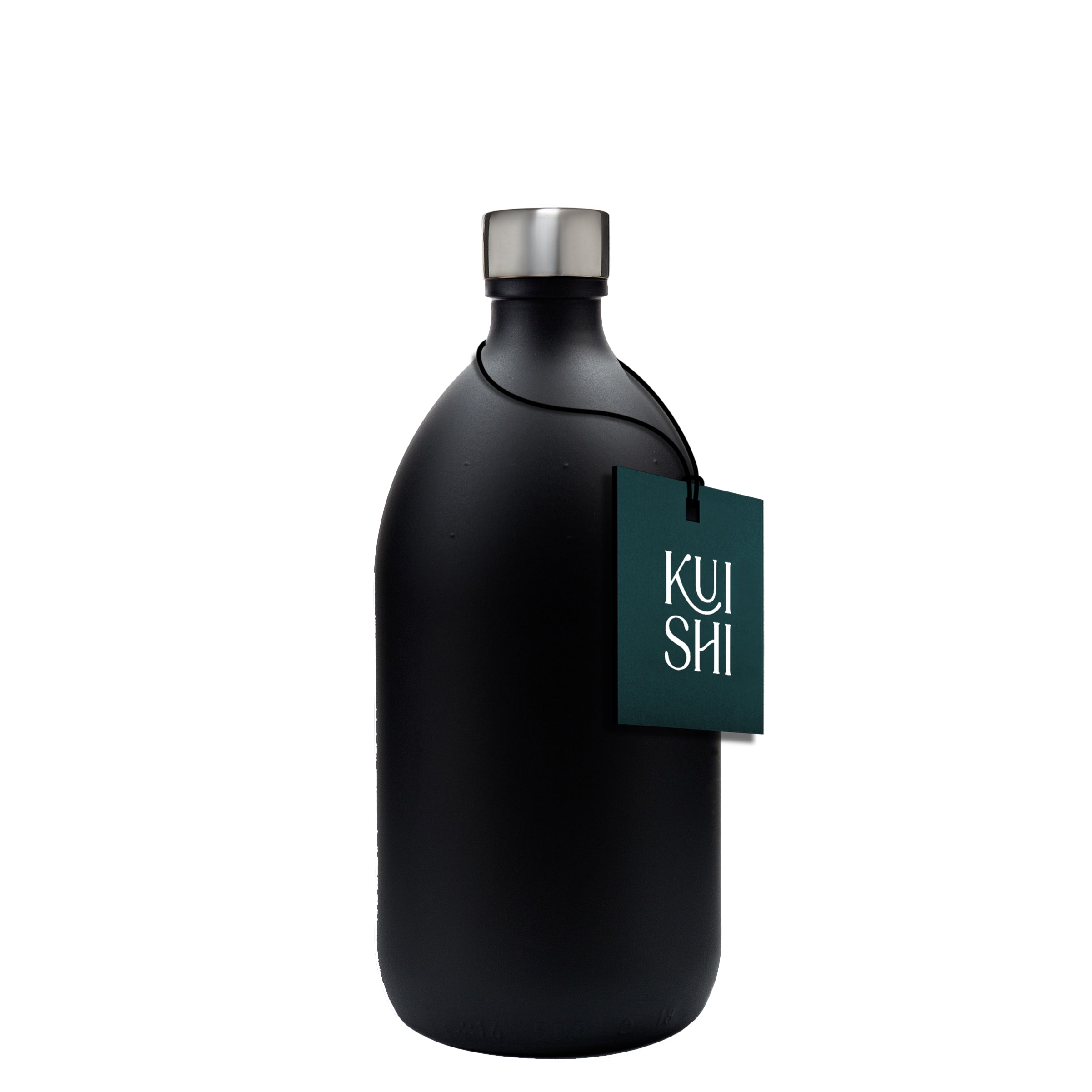 Kuishi Black Glass Storage Bottle with Stainless Steel Lid