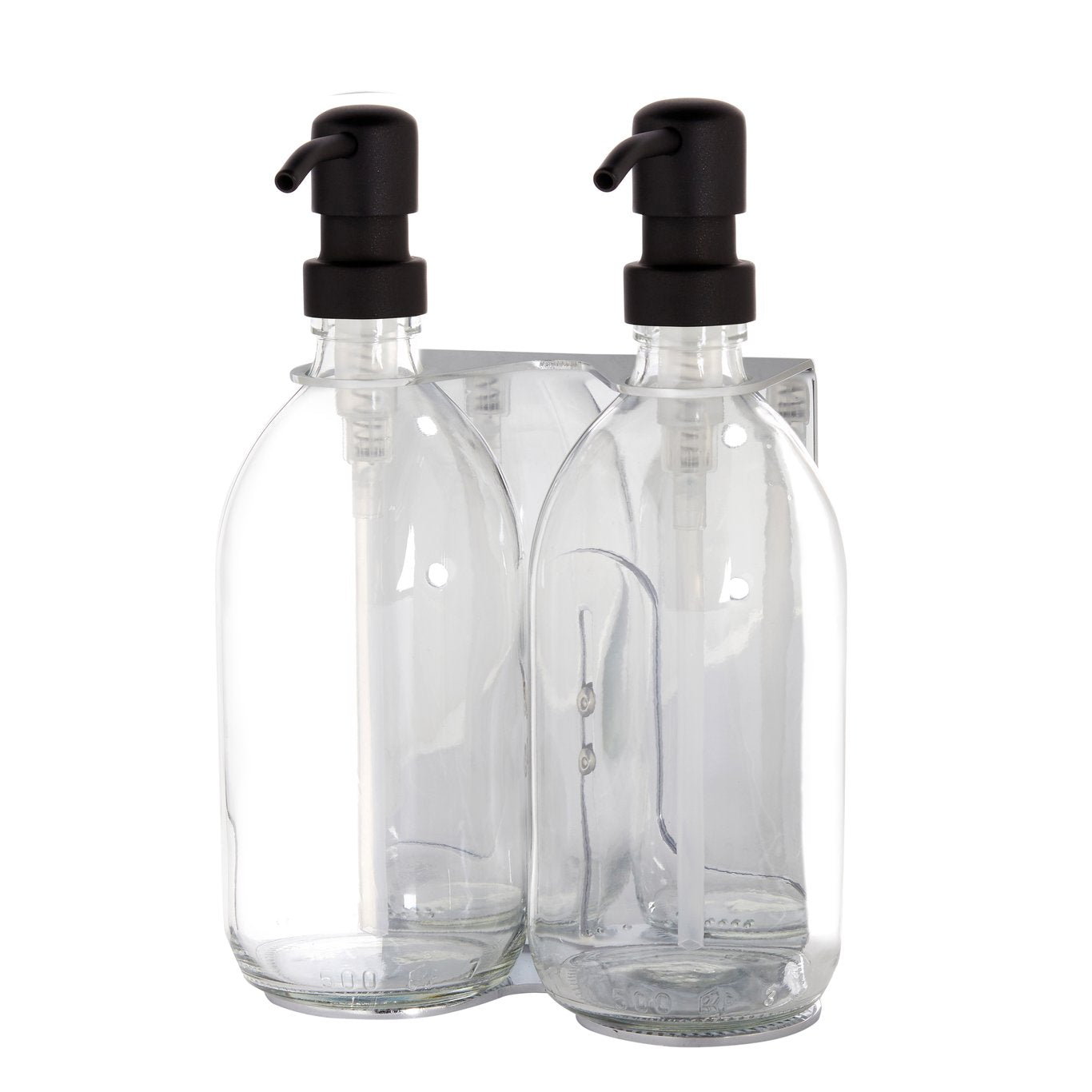 Distributeur de savon mural Kuishi en chrome double (200 ml - 500 ml)