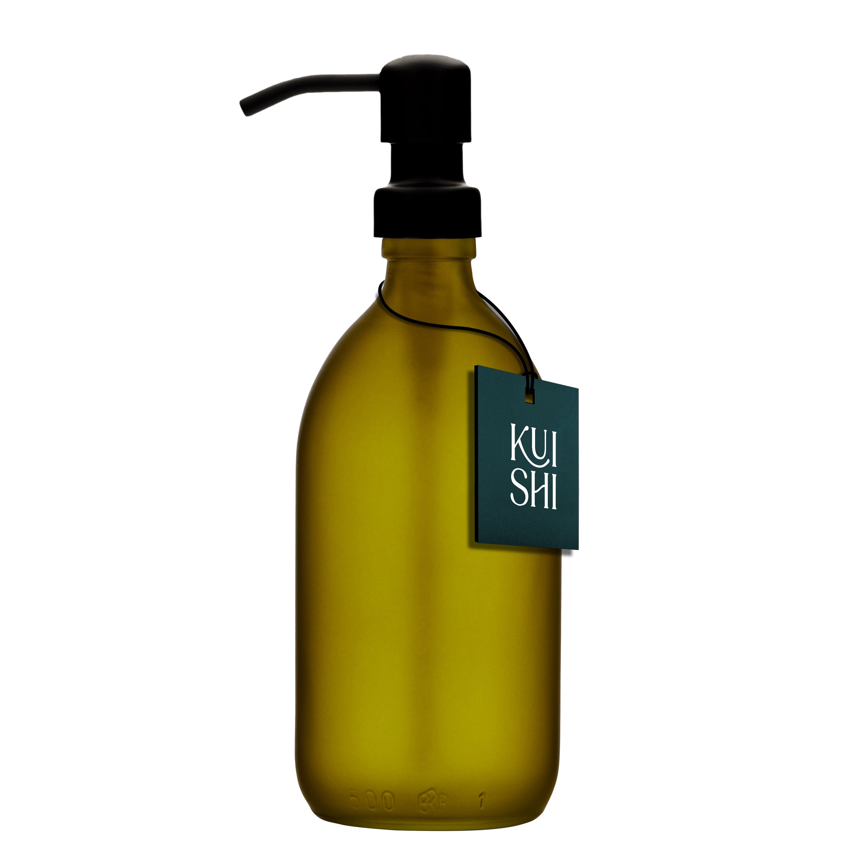 Kuishi Green Glass Soap Dispenser with Stainless Steel Pump