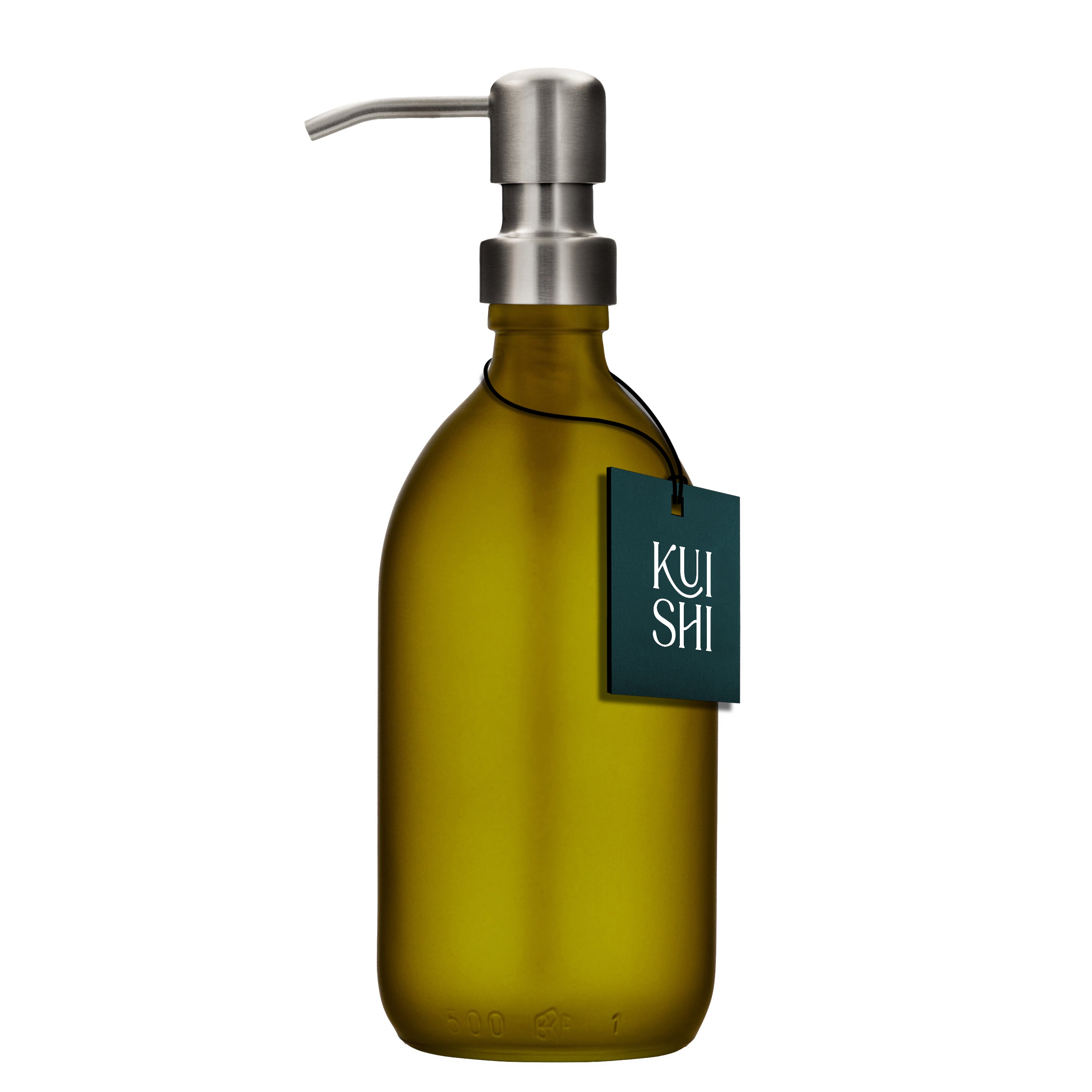 Kuishi Green Glass Soap Dispenser with Stainless Steel Pump