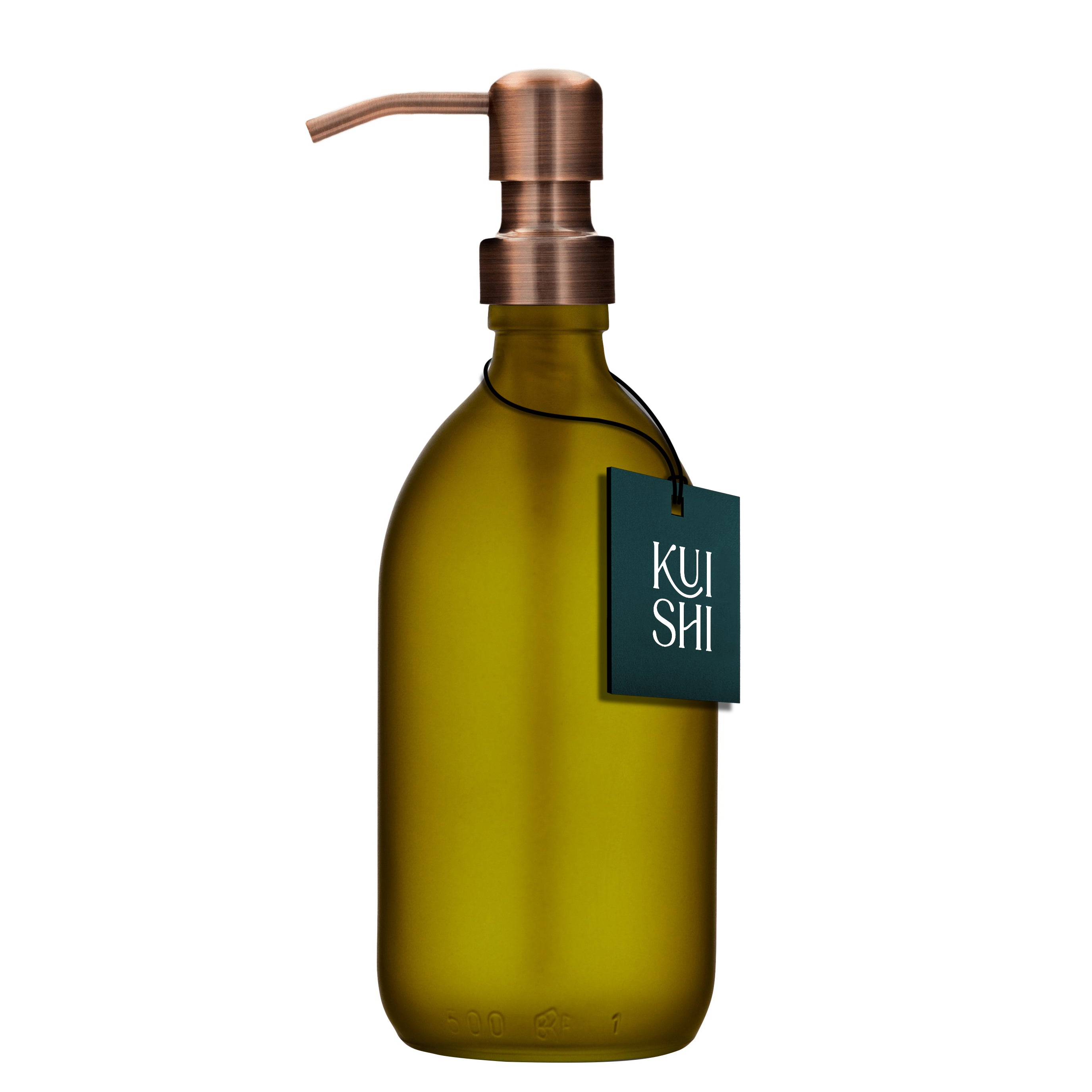 Kuishi Green Glass Soap Dispenser with Stainless Steel Pump