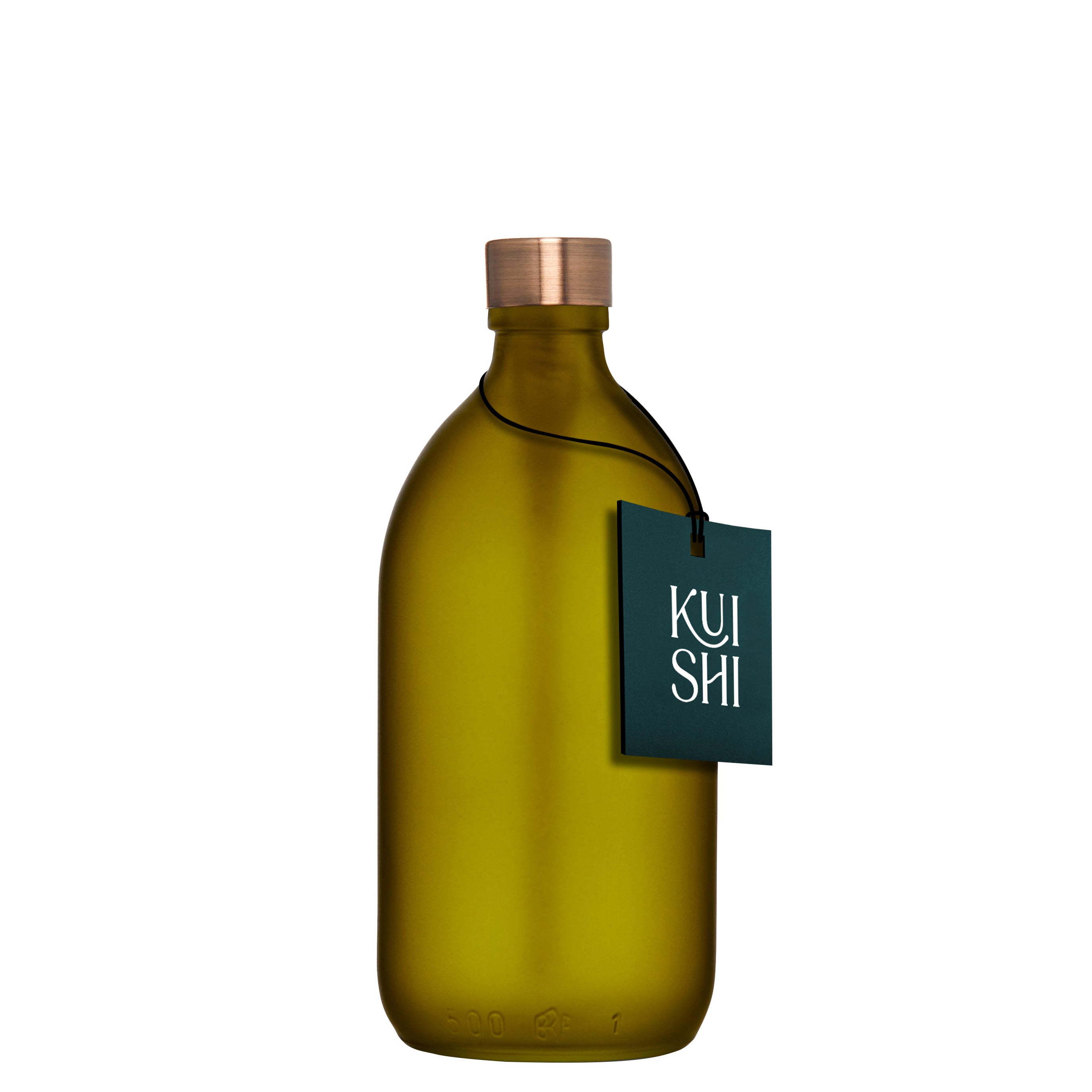 Botella de almacenamiento de vidrio verde Kuishi con tapa rosca