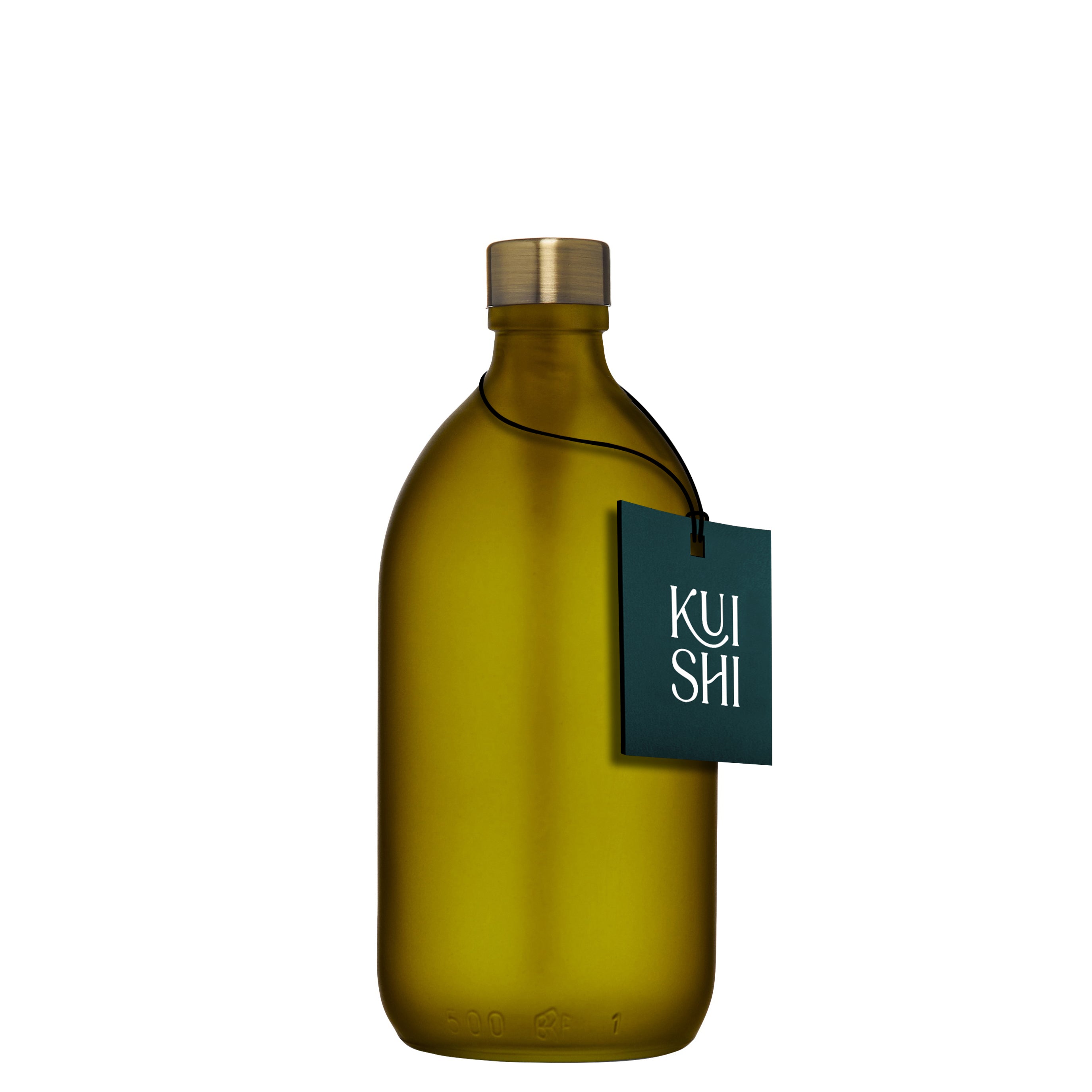 Botella de almacenamiento de vidrio verde Kuishi con tapa rosca