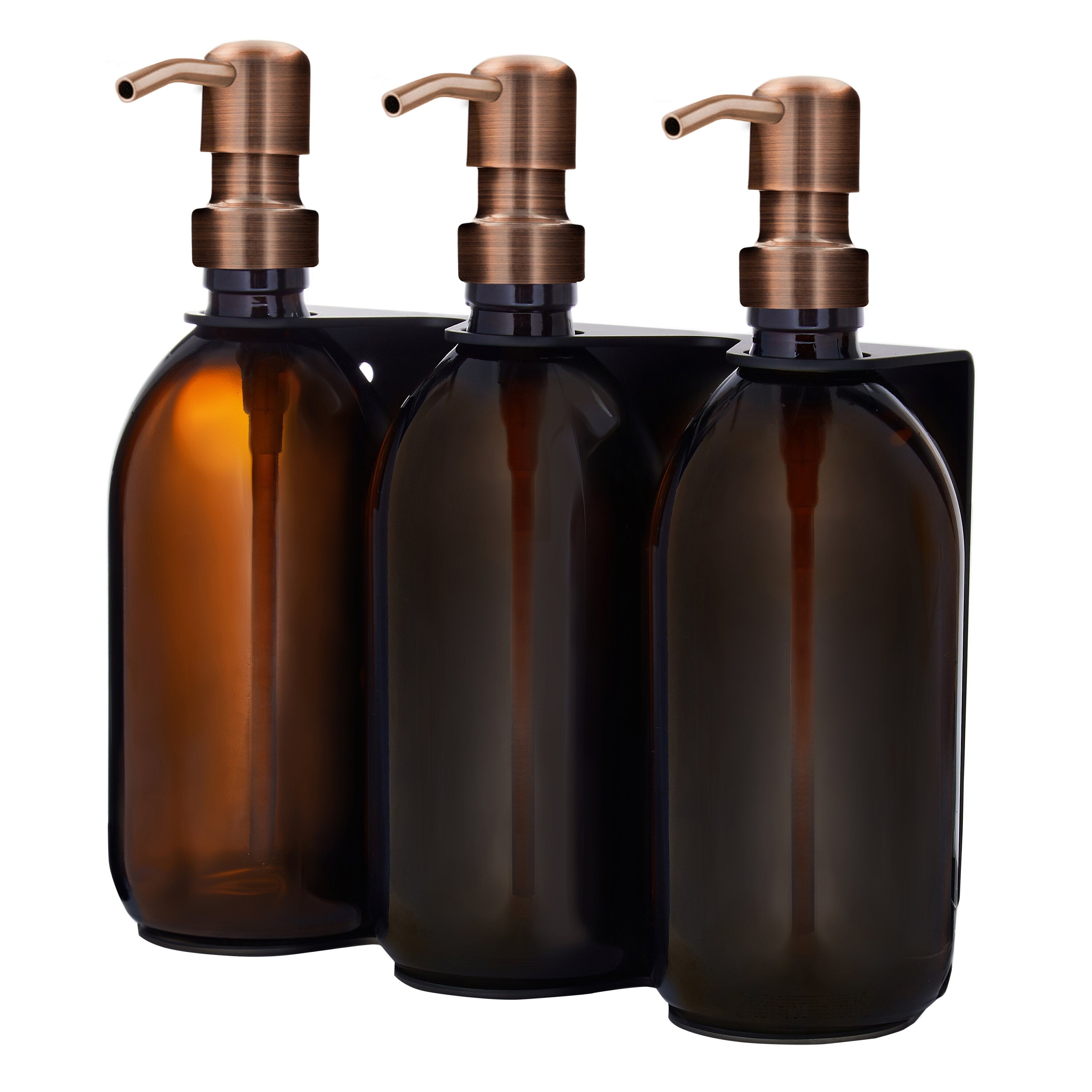 Distributeur de savon mural triple noir Kuishi