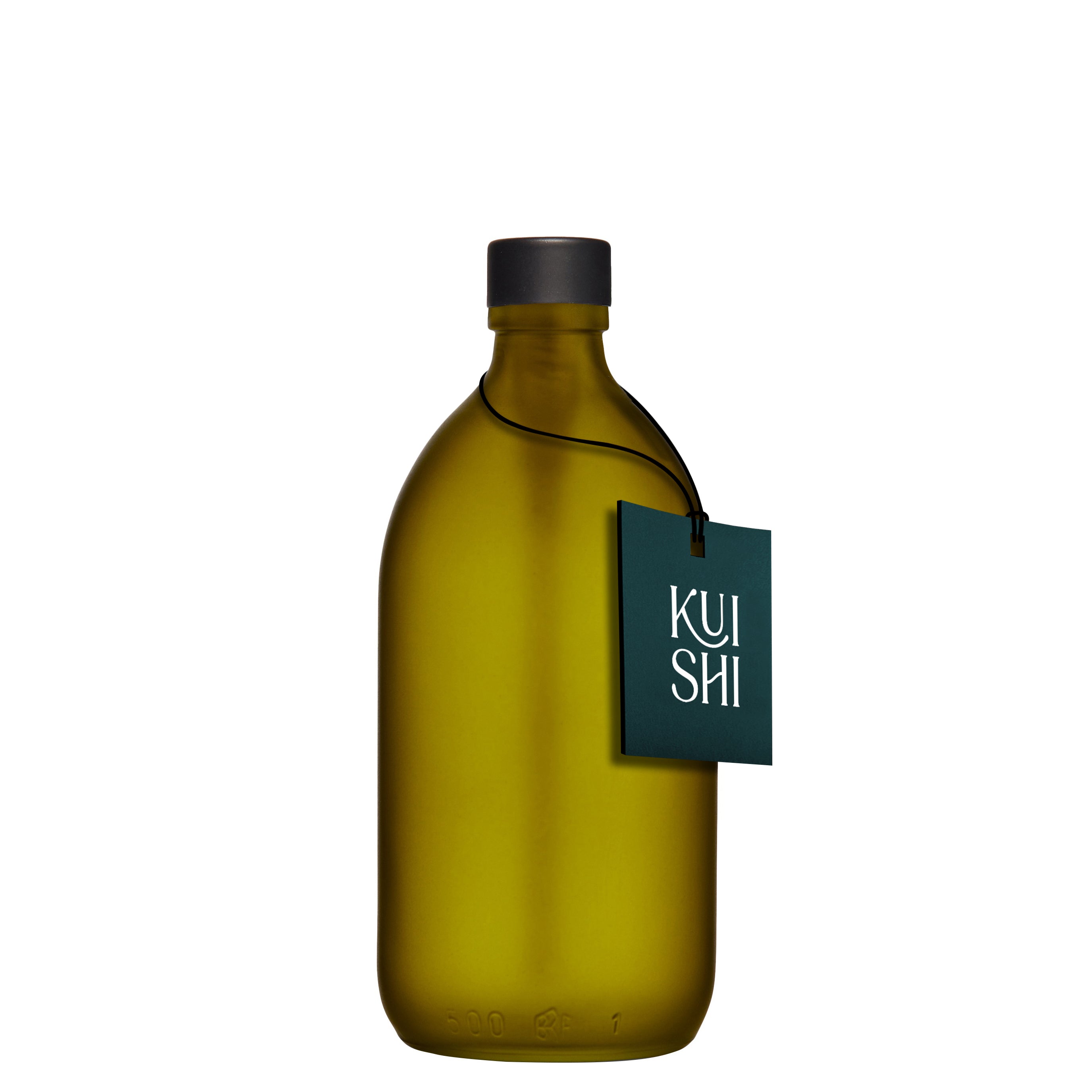 Bouteille de stockage en verre vert Kuishi avec bouchon à vis