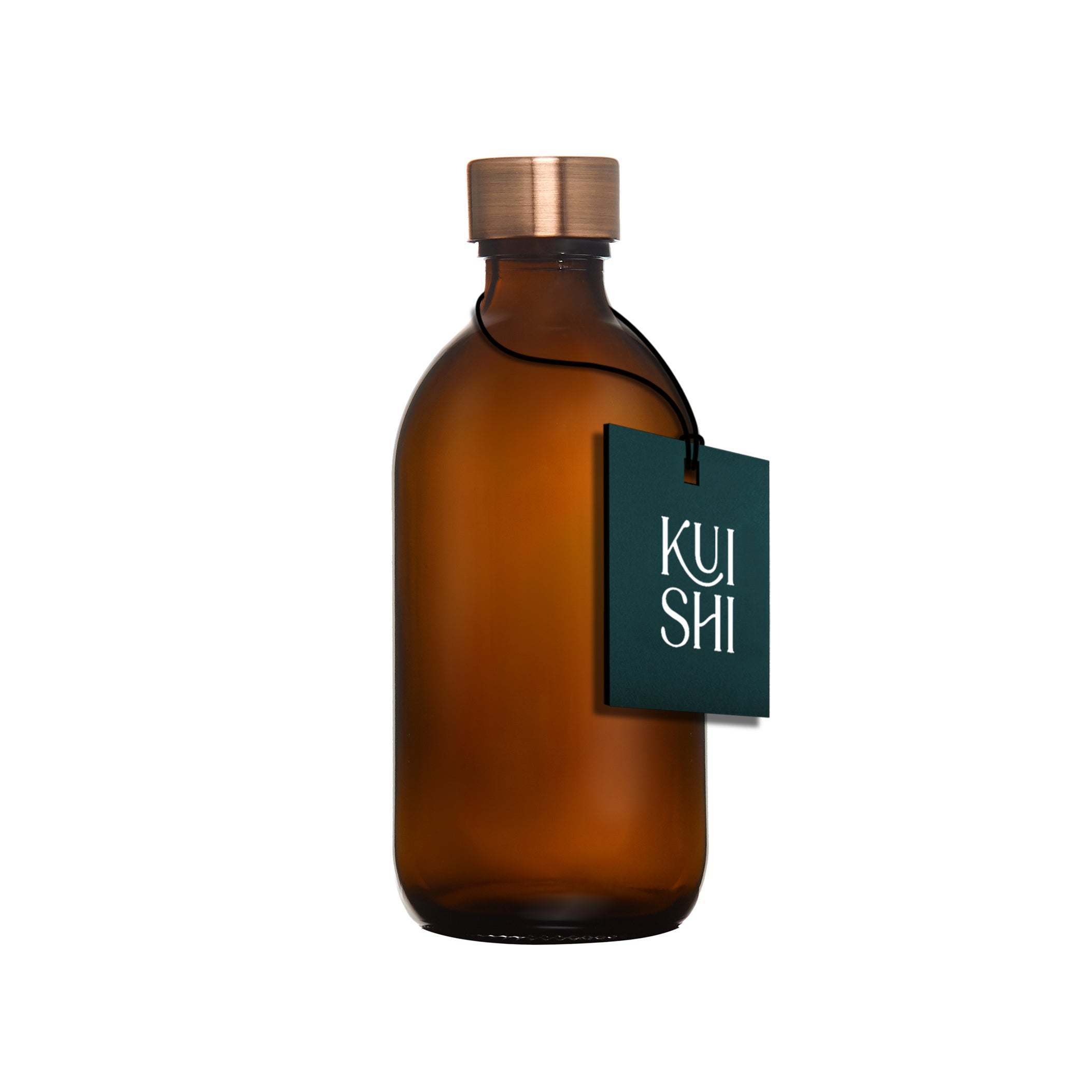 Bouteille en verre ambré Kuishi avec bouchon métallique