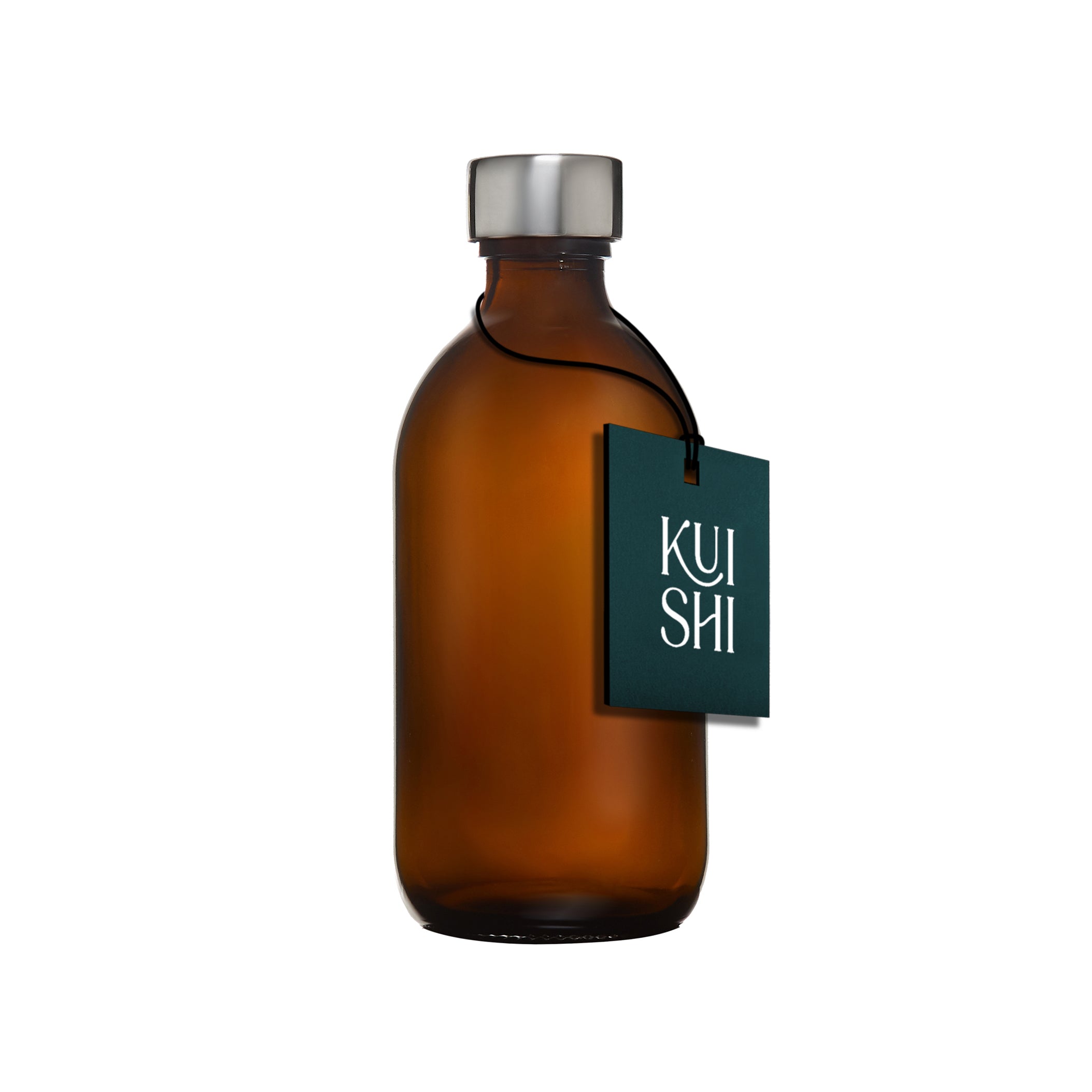 Bouteille en verre ambré Kuishi avec bouchon métallique