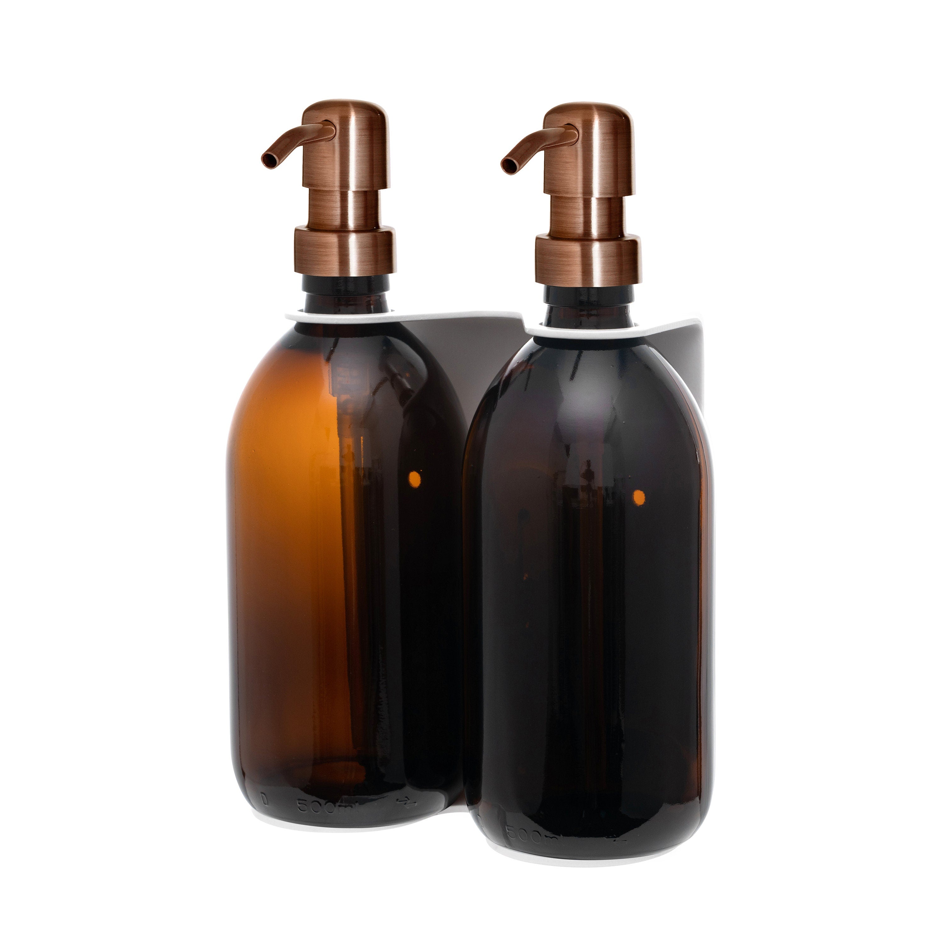 Distributeur de savon mural Kuishi - Blanc double avec bouteilles en verre rechargeables
