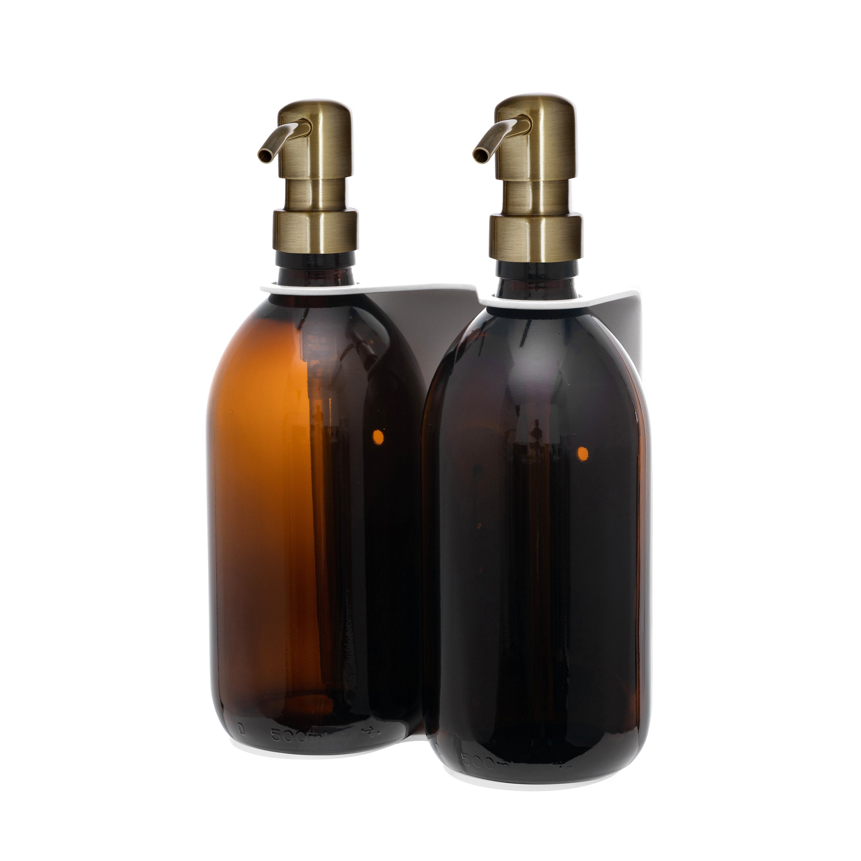 Distributeur de savon mural Kuishi double blanc avec bouteilles en verre rechargeables
