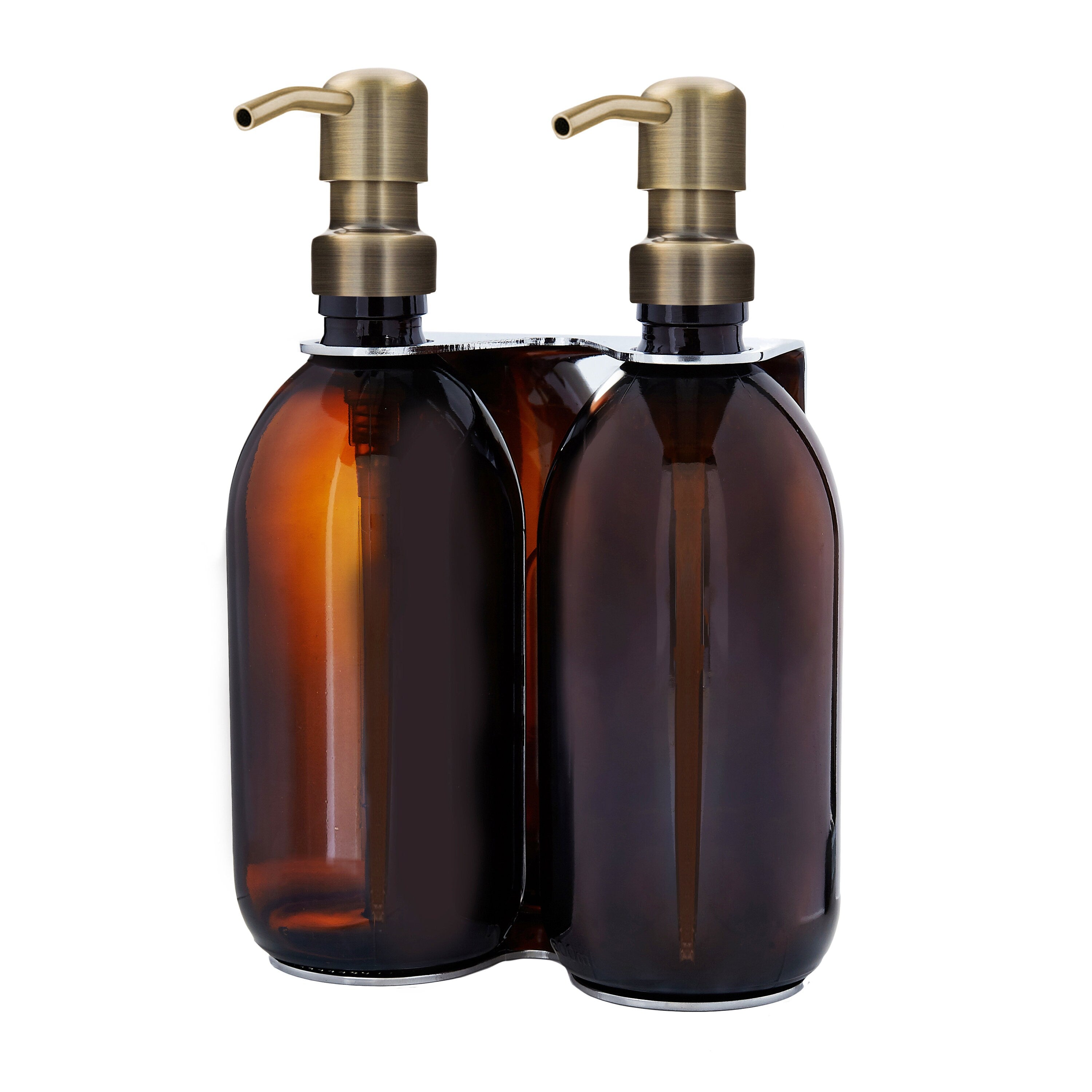 Distributeur de savon mural Kuishi Double Chromé (Capacité : 200ml - 500ml)