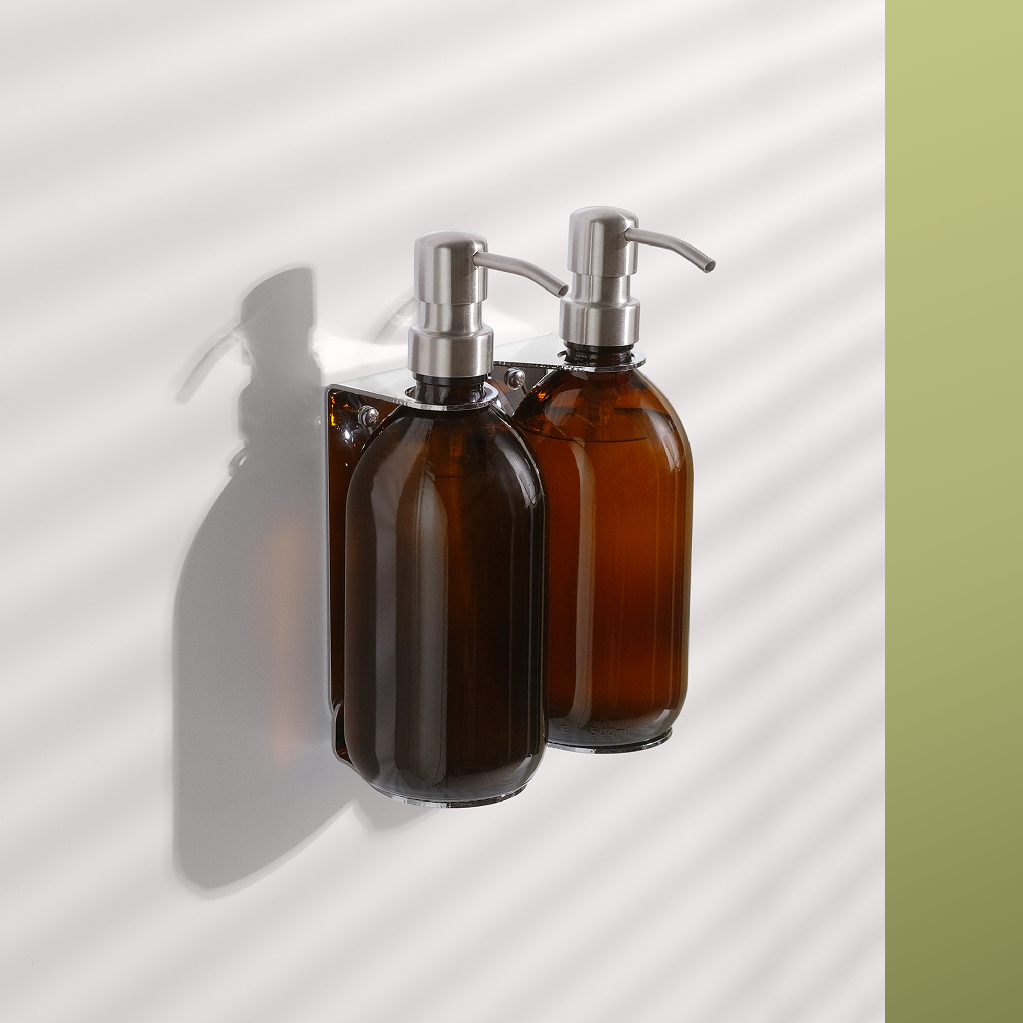 Distributeur de savon mural Kuishi Double Chromé (Capacité : 200ml - 500ml)