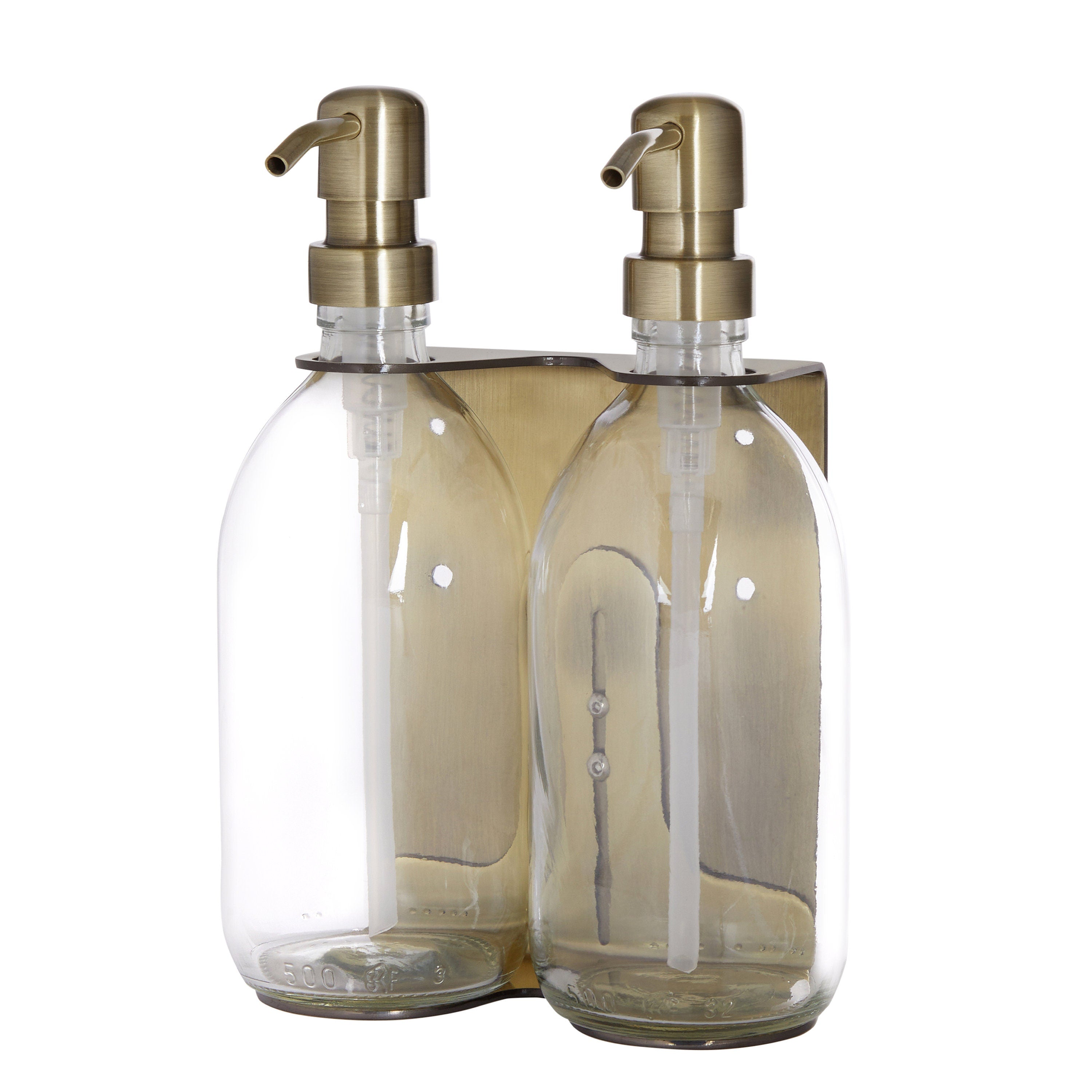 Distributeur de savon mural doré Kuishi (Double, Bouteilles rechargeables)